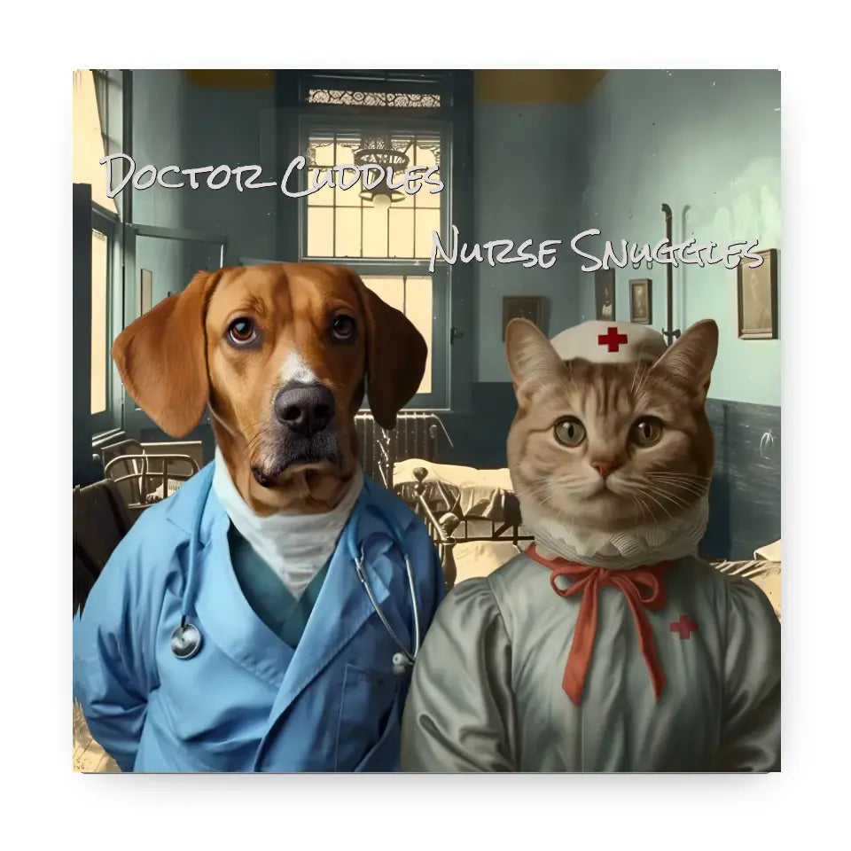 Dr Cuddles and Nurse Snuggles - Customizable Pet Portrait