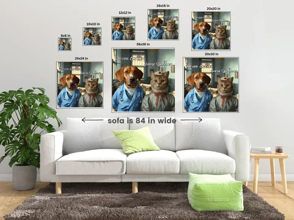Dr Cuddles and Nurse Snuggles - Customizable Pet Portrait