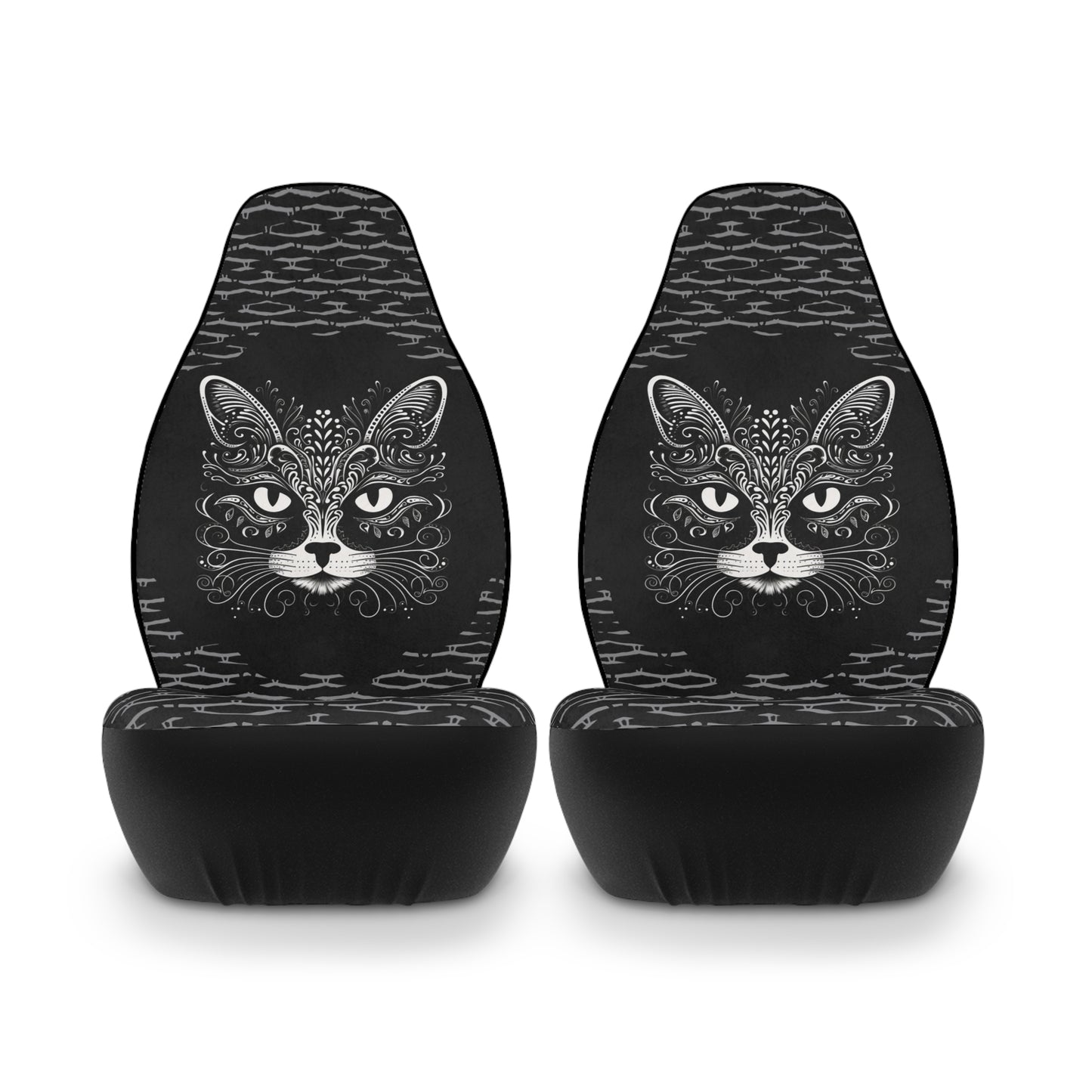 Whisker-Lace Cat Face Car Seat Covers