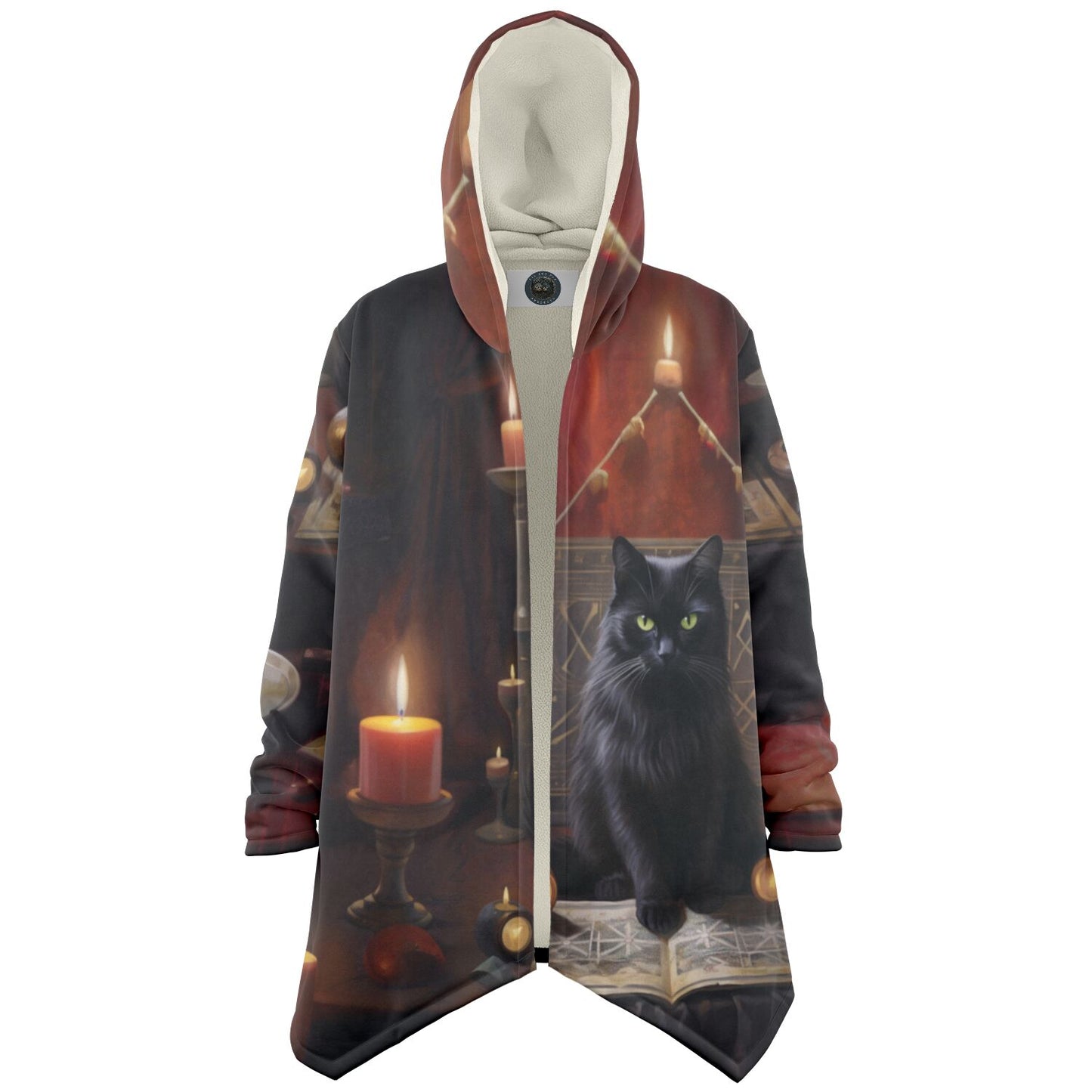 Cat, Red Drapes and Candles  - Fleece Lined Cloak