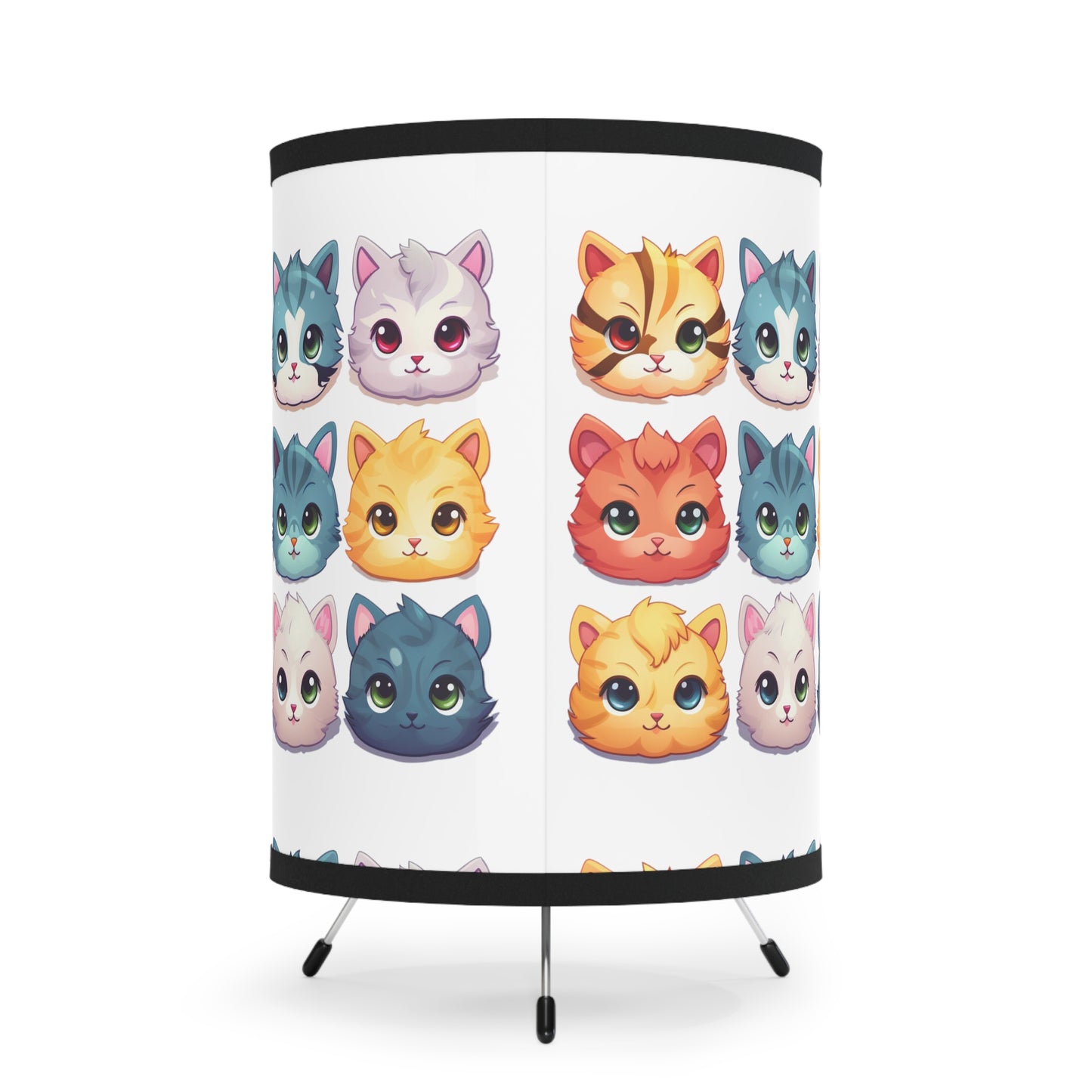 Kitty Faces Tripod Lamp - White