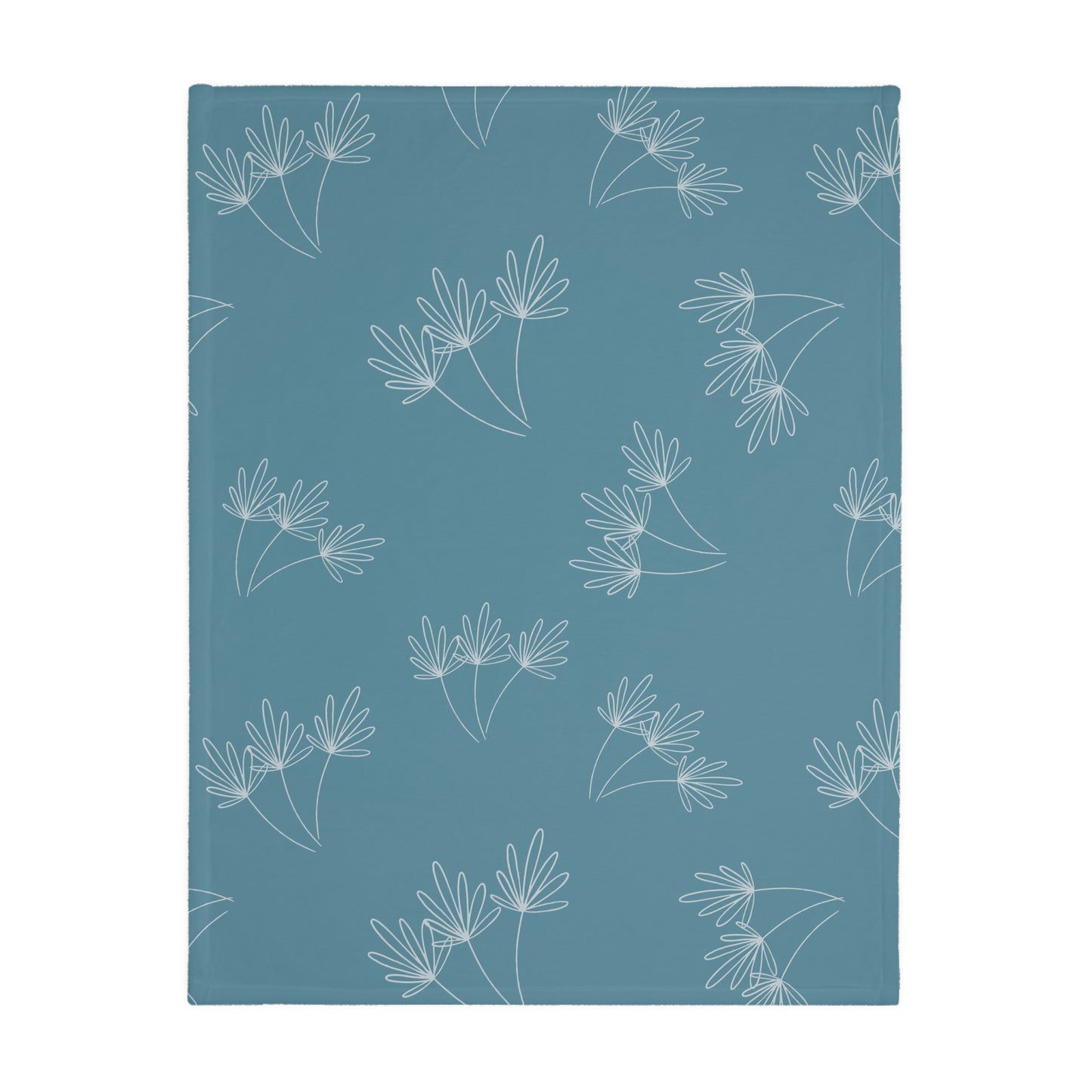 Cats and Flowers/Leafy Whimsy Blanket – Light Blue