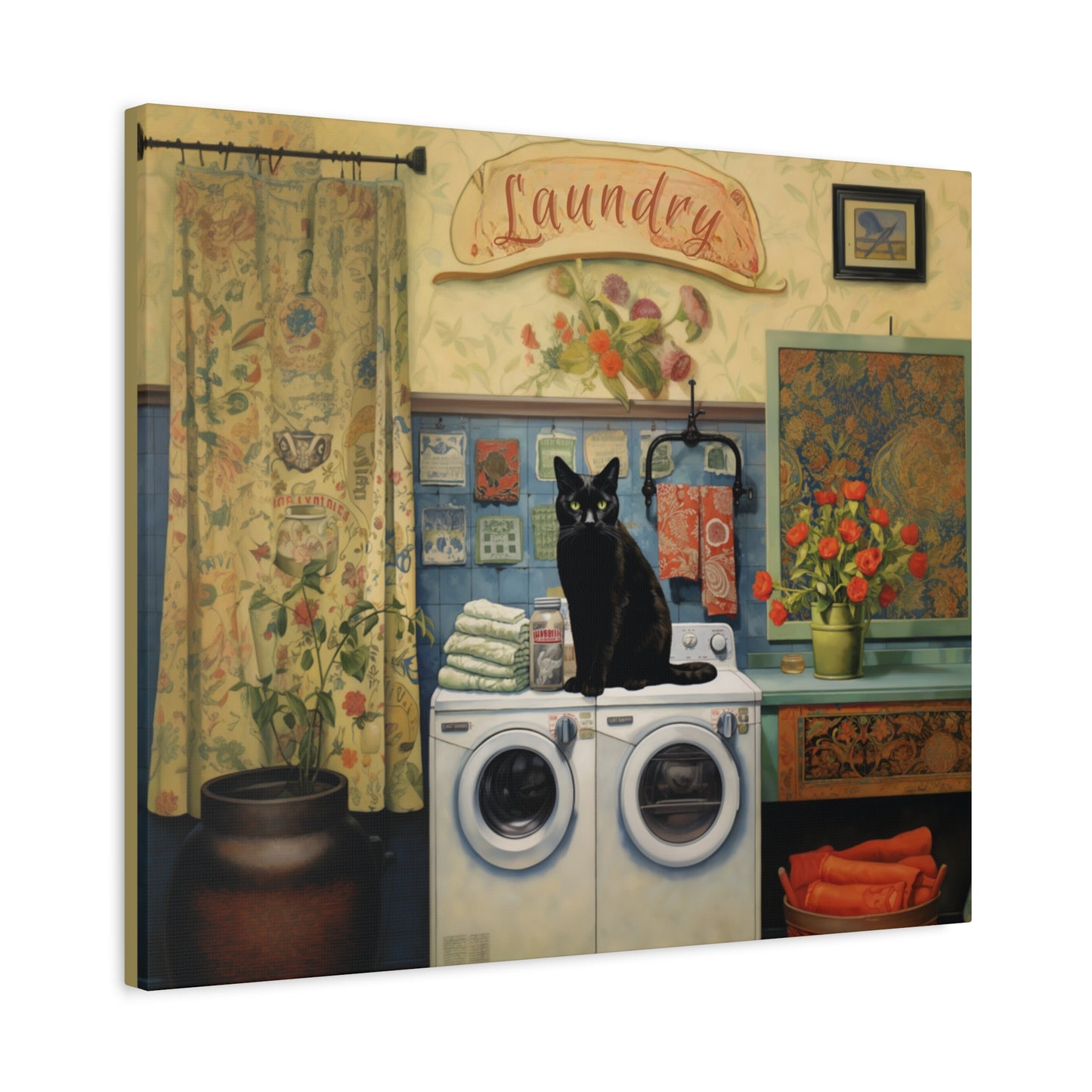 Black Cat Laundry Canvas