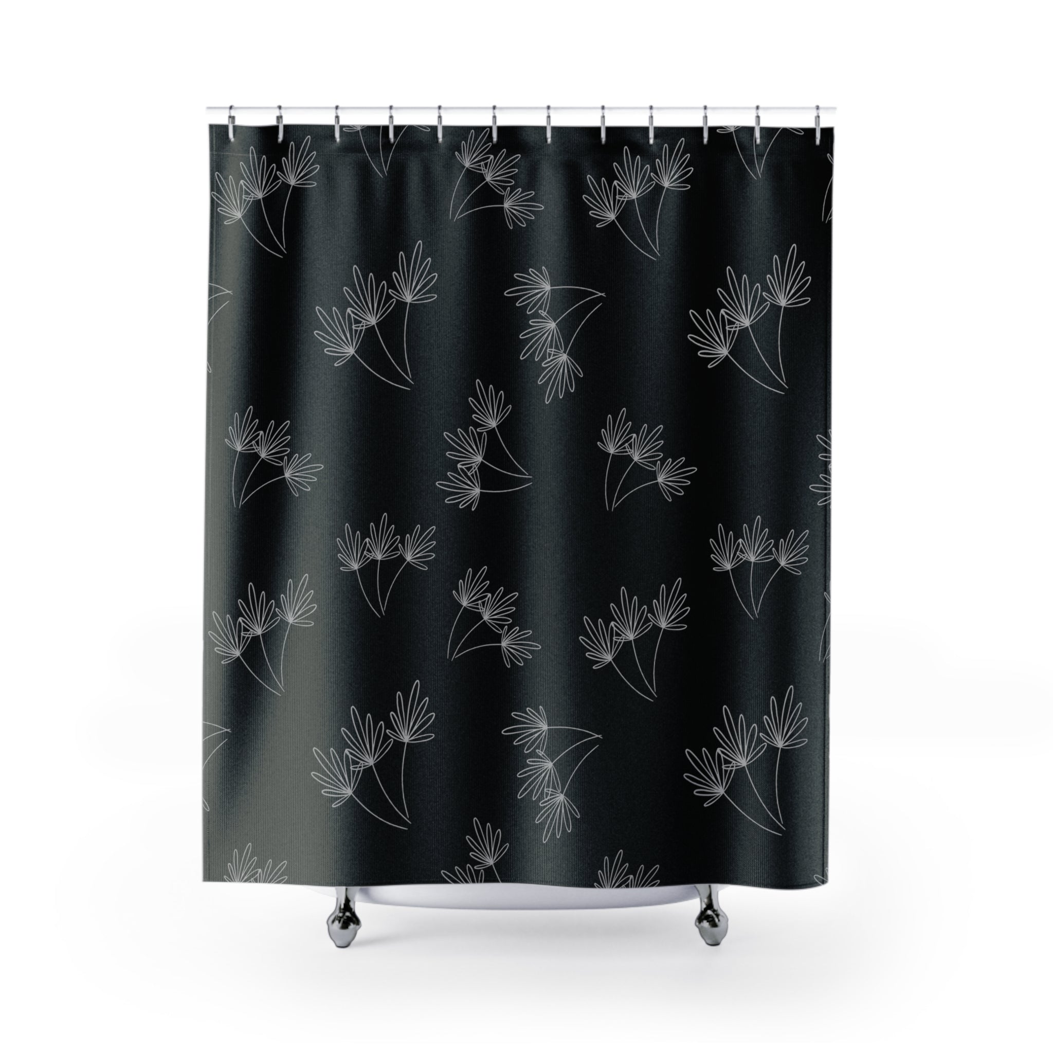 Leafy Whimsy Shower Curtain – Black