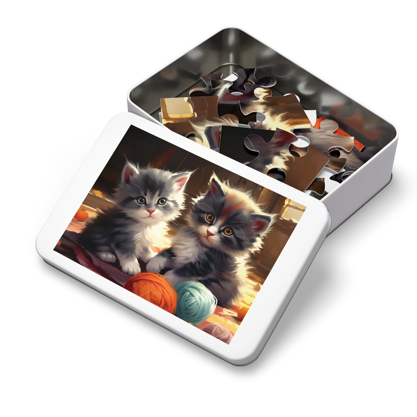 Gray Kittens with Yarn - Children's Jigsaw Puzzle (30 or 110 Piece)