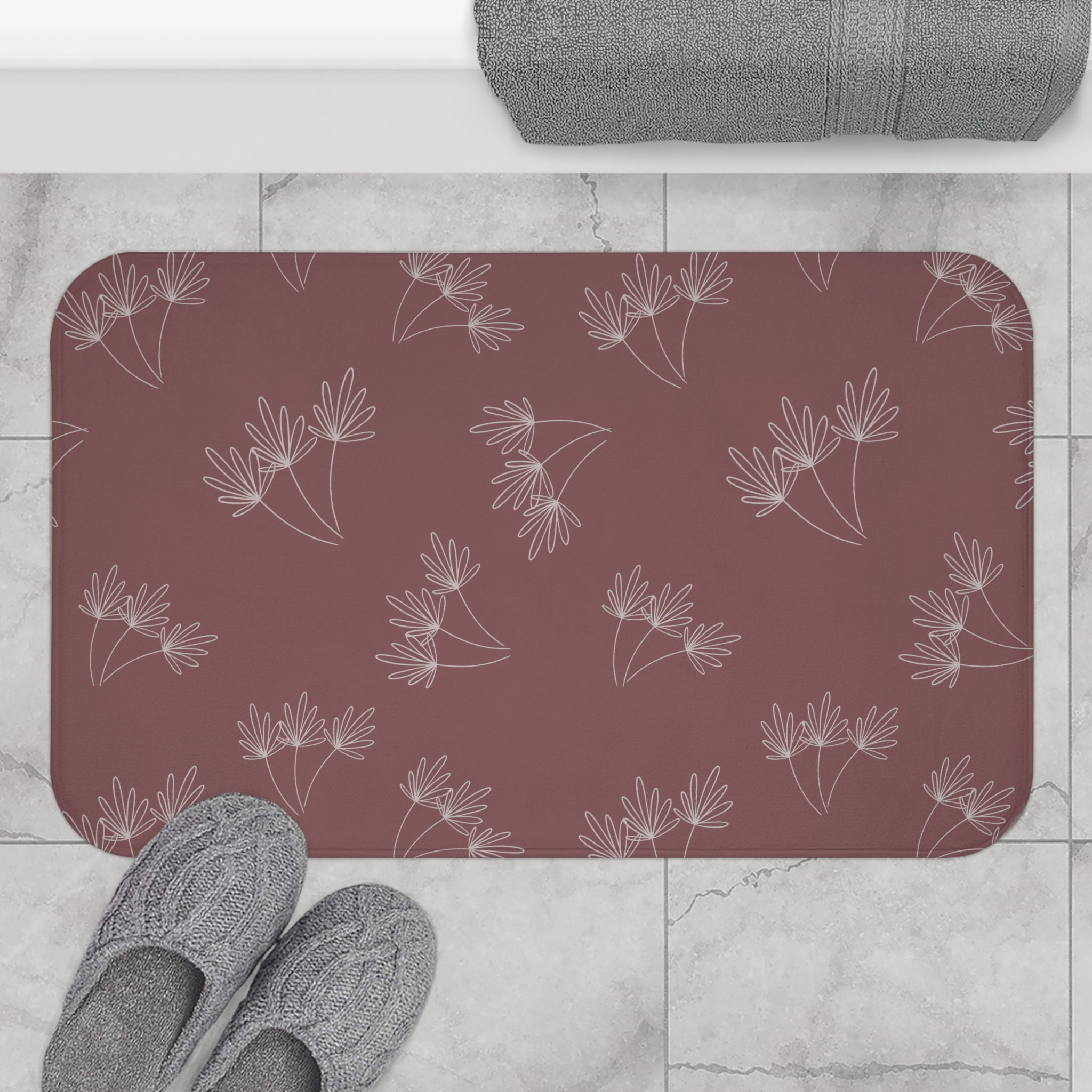 Leafy Whimsy Bath Mat – Mauve