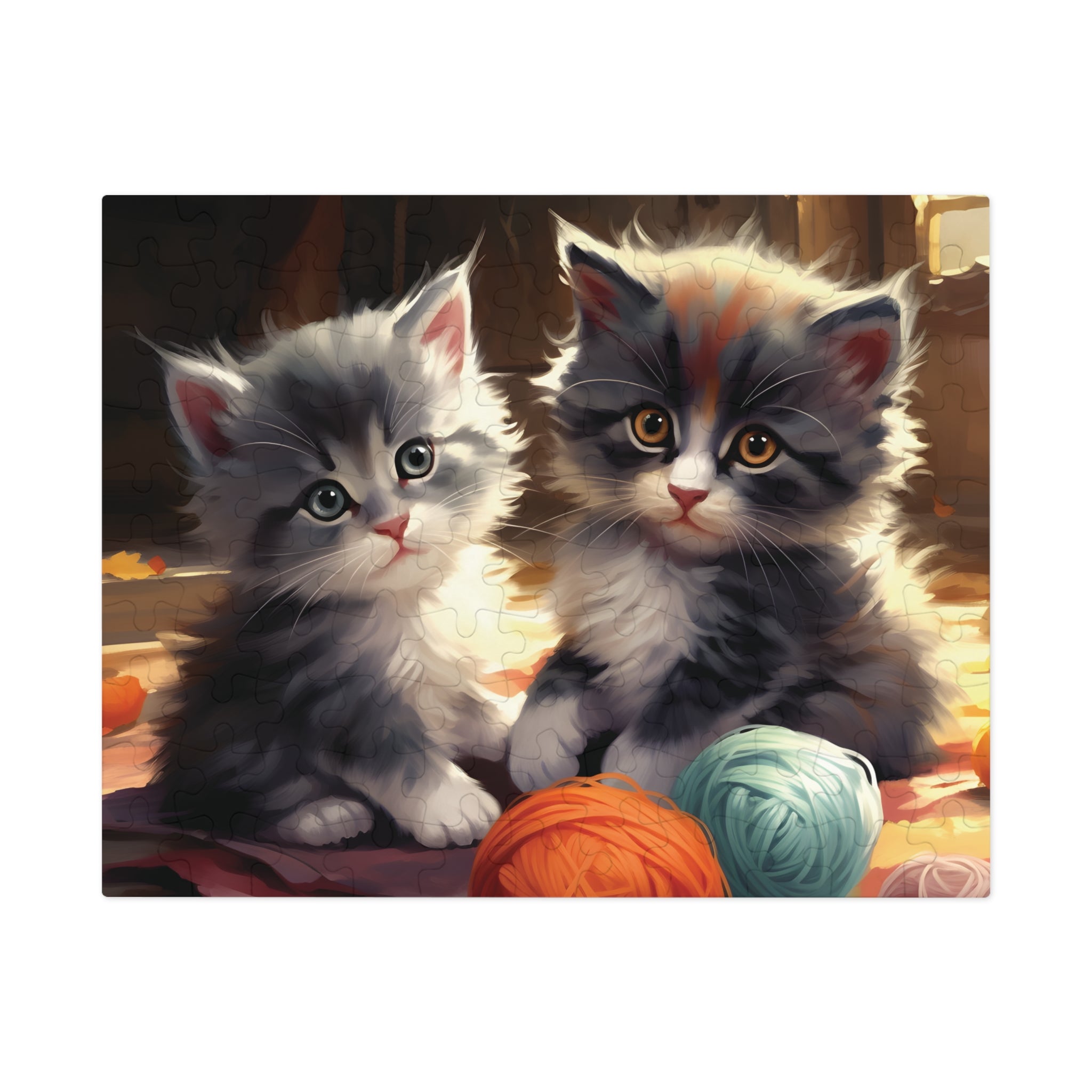 Gray Kittens with Yarn - Children's Jigsaw Puzzle (30 or 110 Piece)