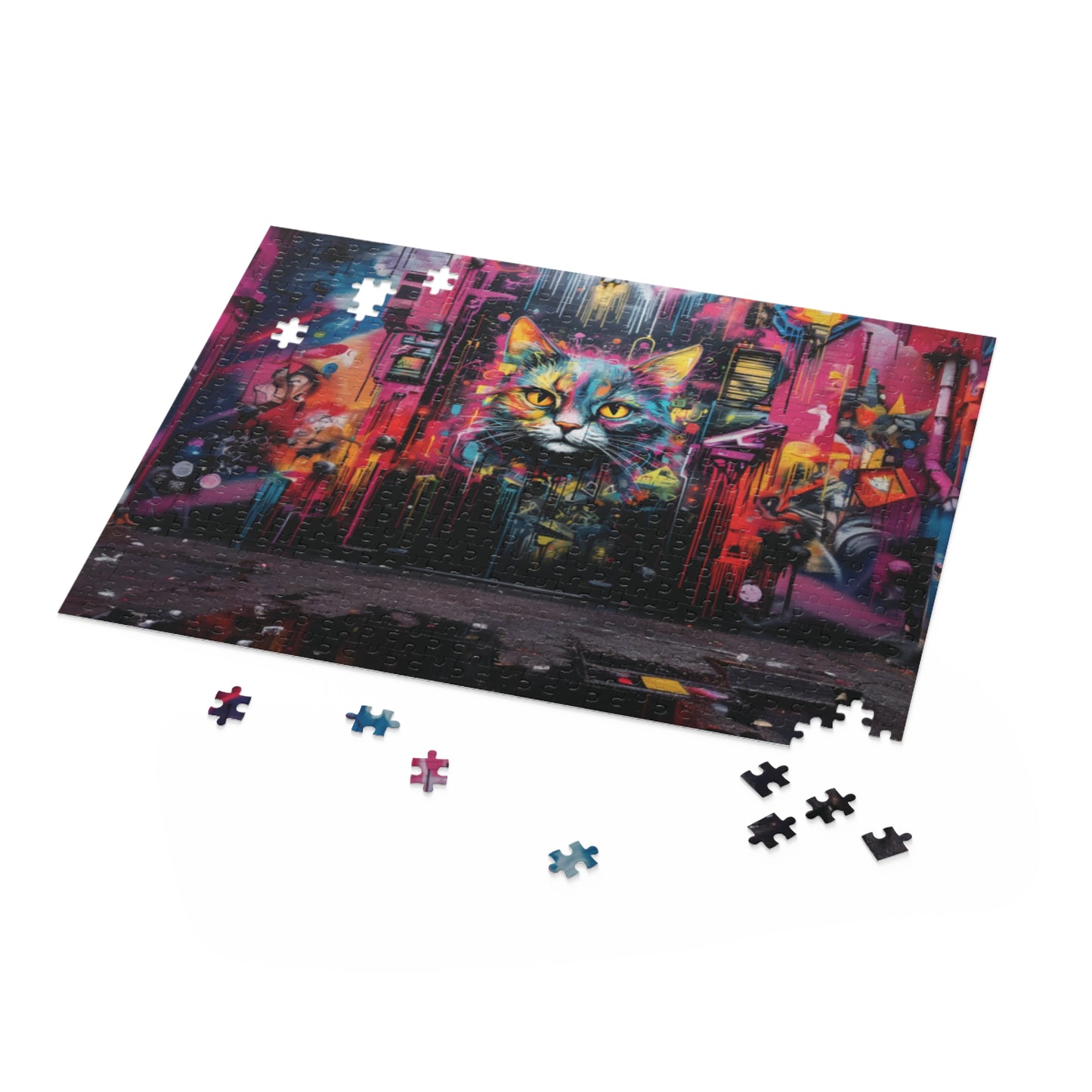 Psychedelic Graffiti Cat  - Puzzle (120, 252, 500-Piece)