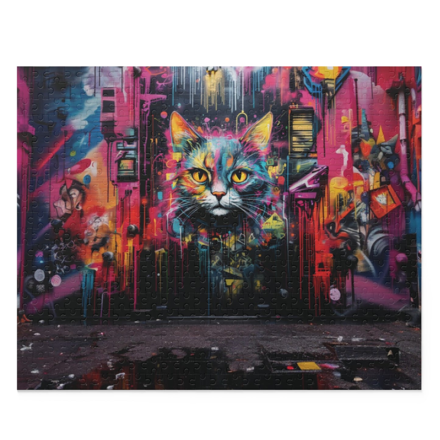 Psychedelic Graffiti Cat  - Puzzle (120, 252, 500-Piece)