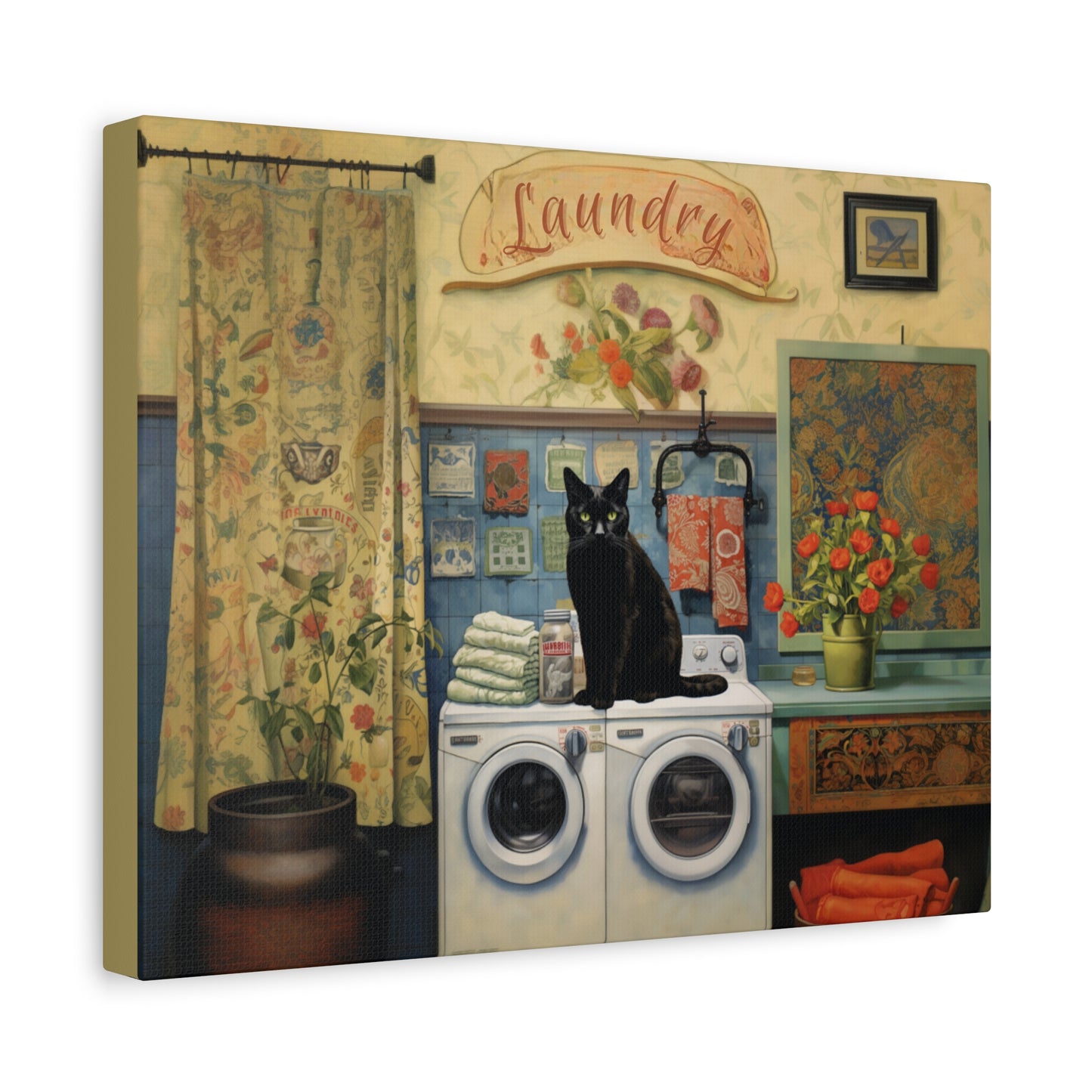 Black Cat Laundry Canvas