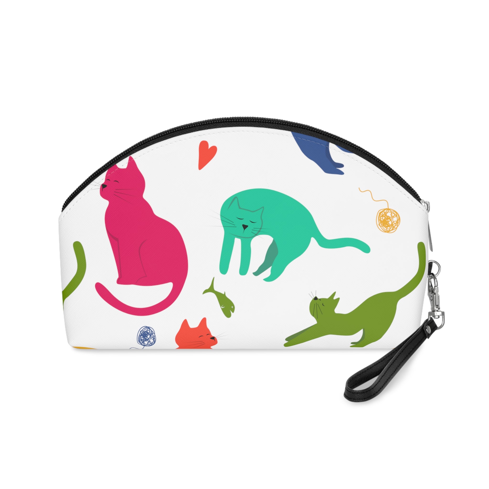 Vibrantly Colored Cats Makeup Bag – White