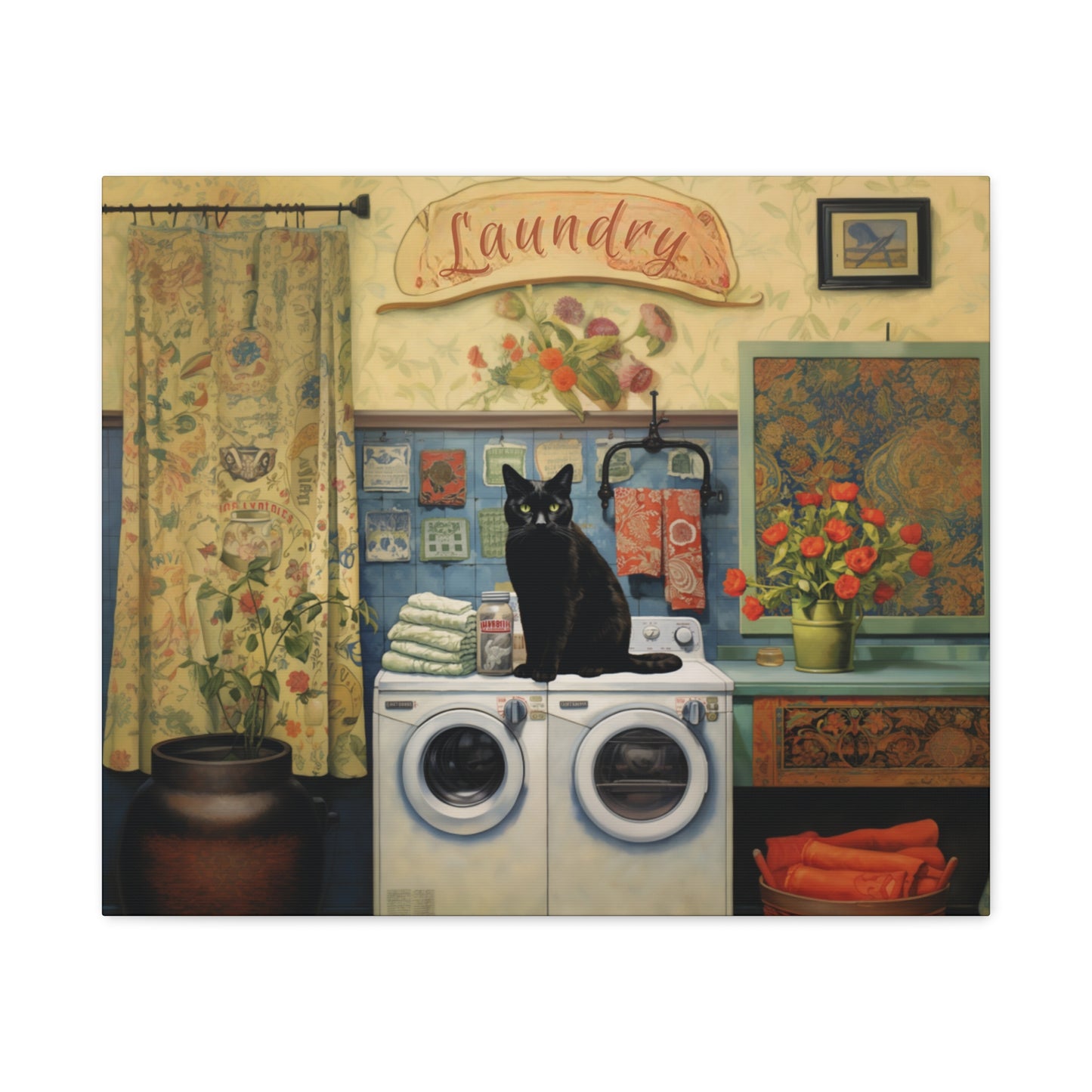 Black Cat Laundry Canvas