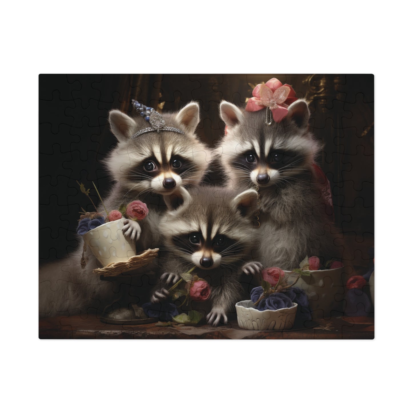 Three Raccoons at Tea - Children's Jigsaw Puzzle (30 or 110 Piece)