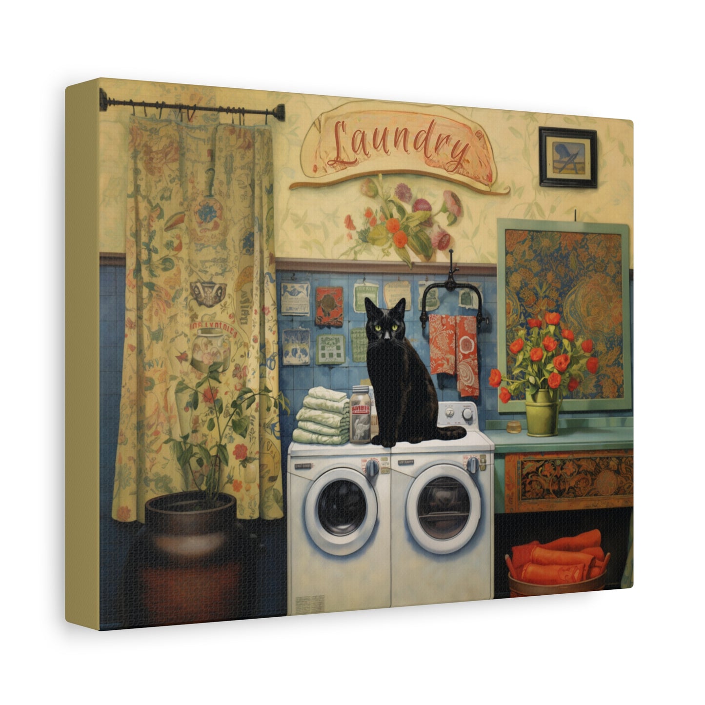 Black Cat Laundry Canvas