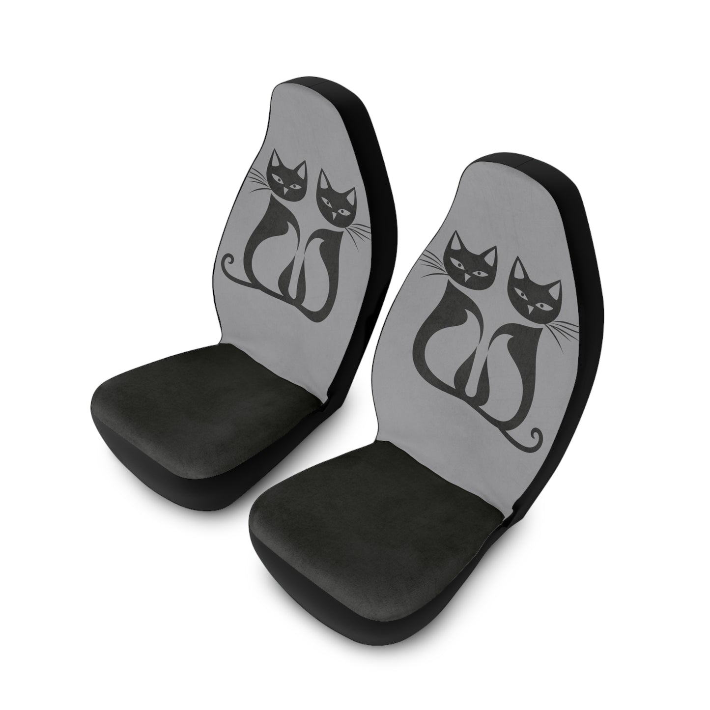 Black Cat Chic Car Seat Covers - Grey