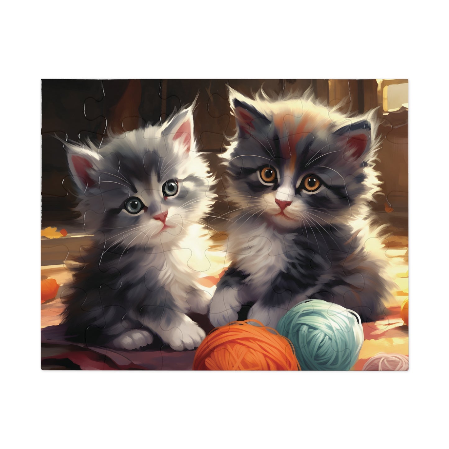 Gray Kittens with Yarn - Children's Jigsaw Puzzle (30 or 110 Piece)