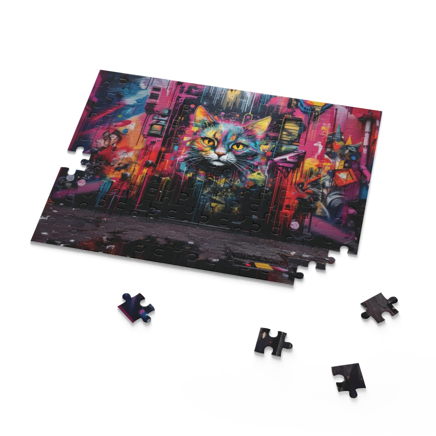 Psychedelic Graffiti Cat  - Puzzle (120, 252, 500-Piece)