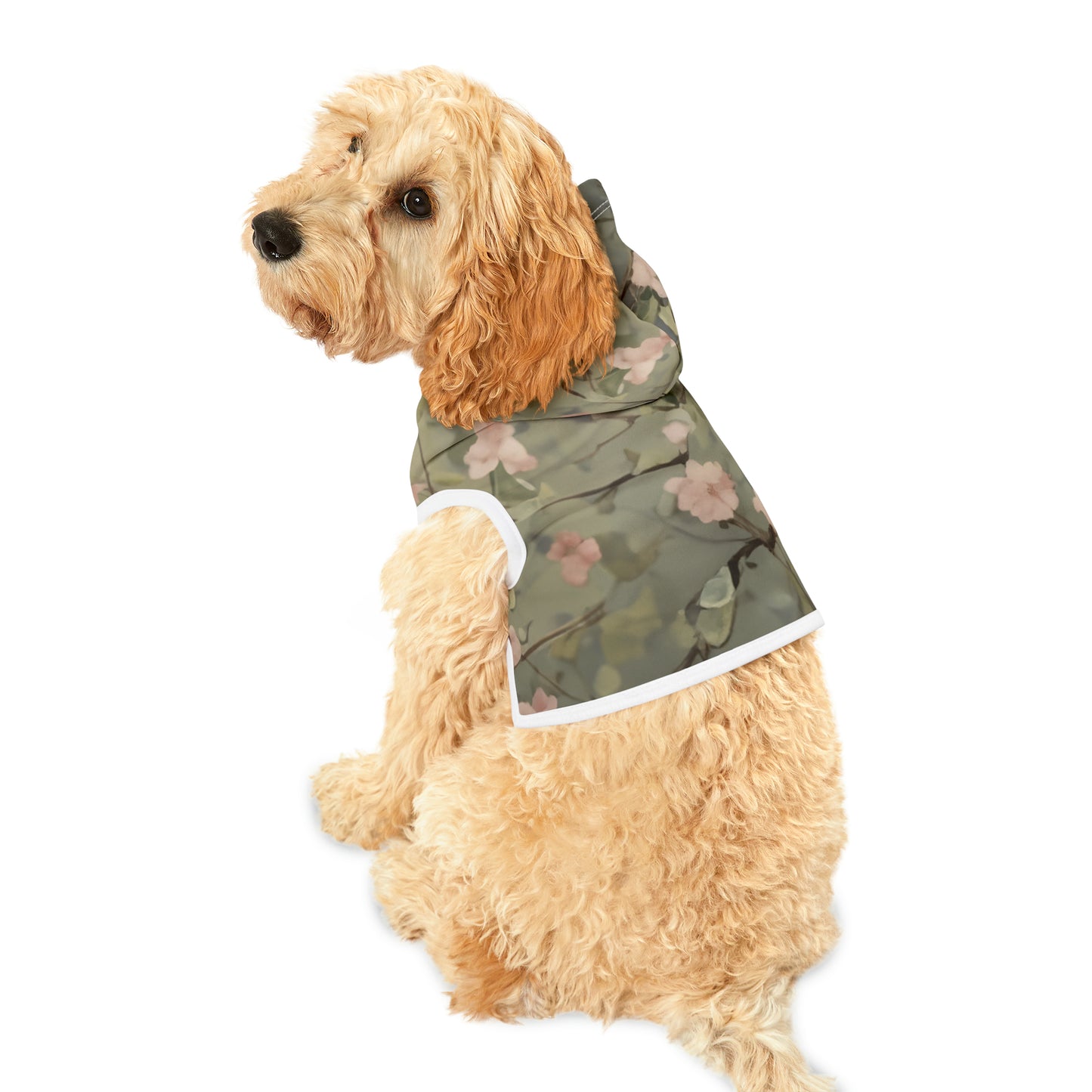 Sage and Pink Flowers - Pet Hoodie