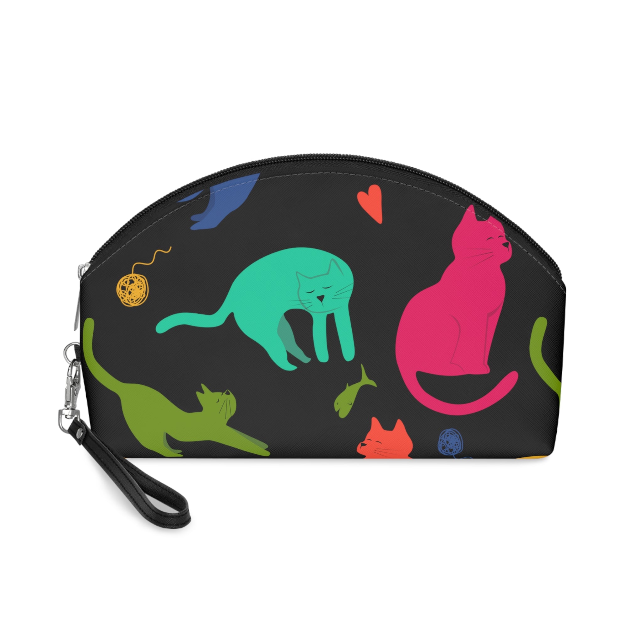 Vibrantly Colored Cats Makeup Bag – Black