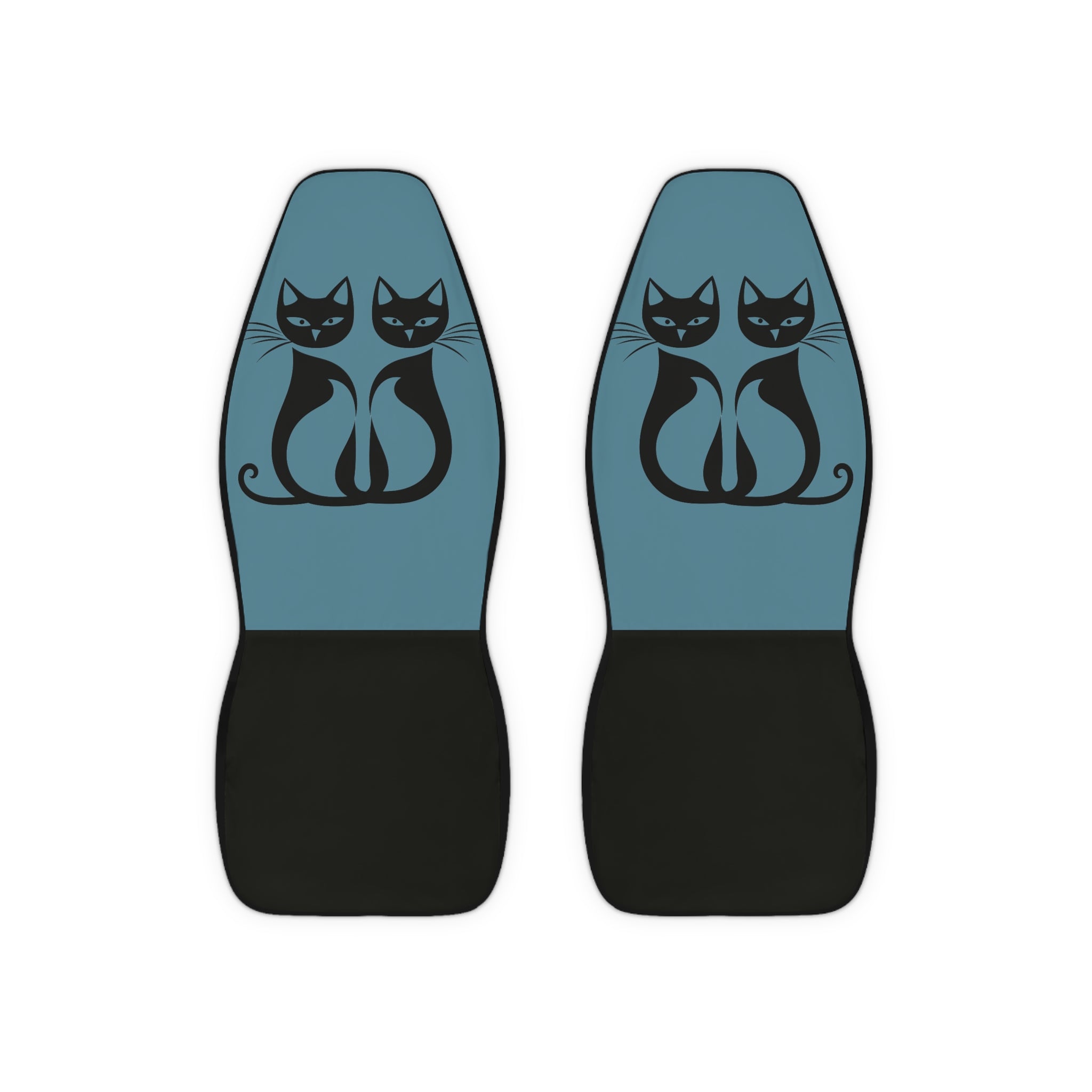 Black Cat Chic Car Seat Covers - Stormy Blue