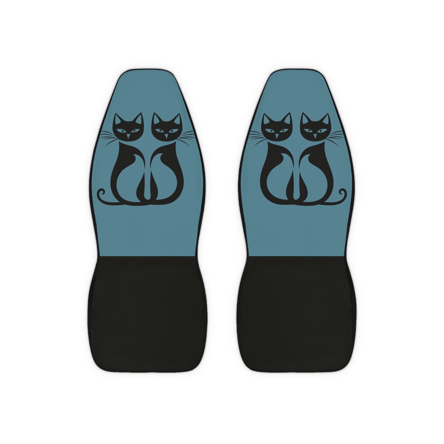 Black Cat Chic Car Seat Covers - Stormy Blue