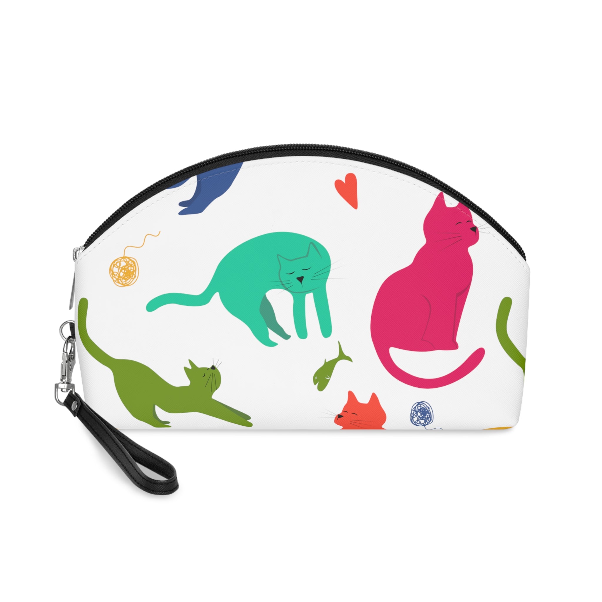 Vibrantly Colored Cats Makeup Bag – White