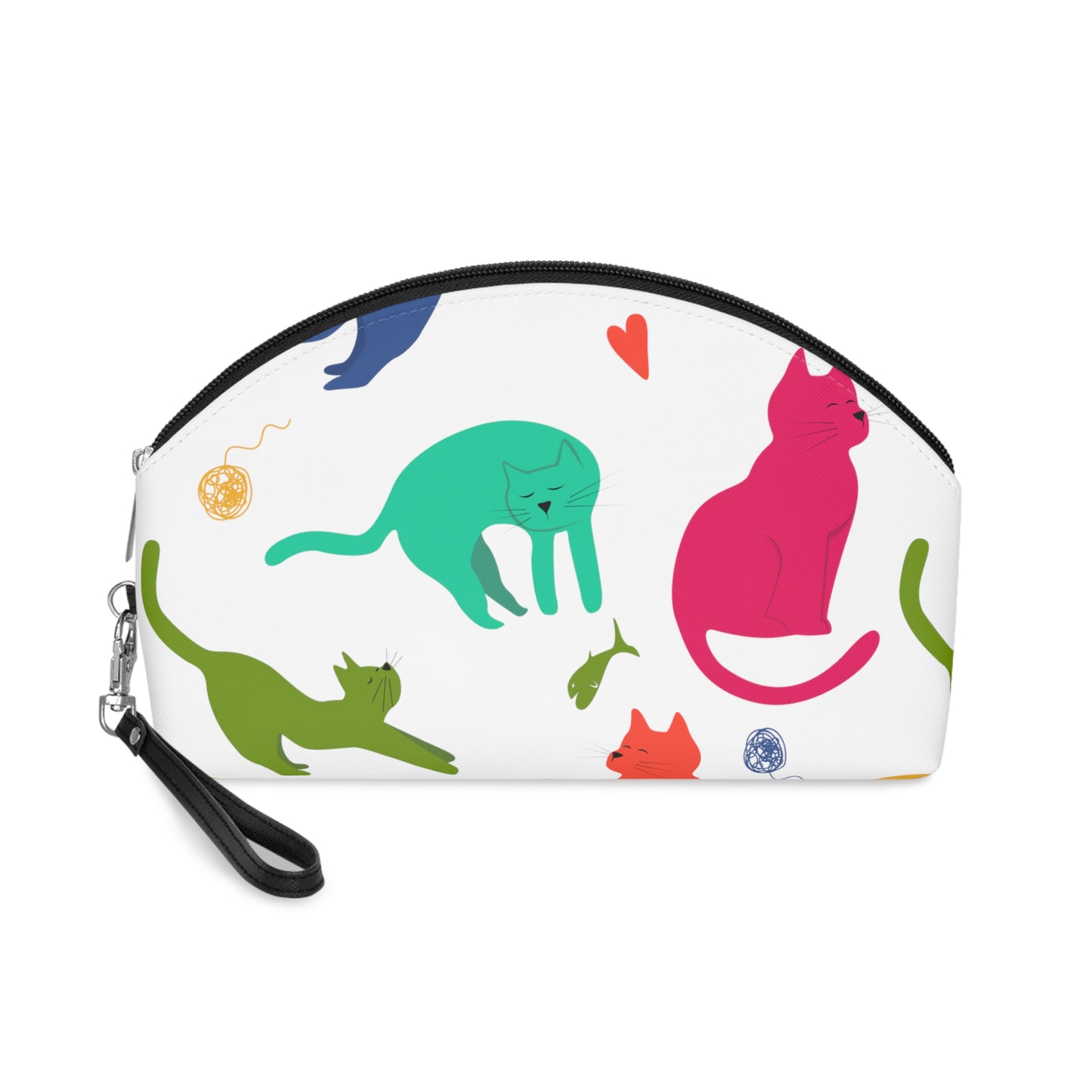 Vibrantly Colored Cats Makeup Bag – White