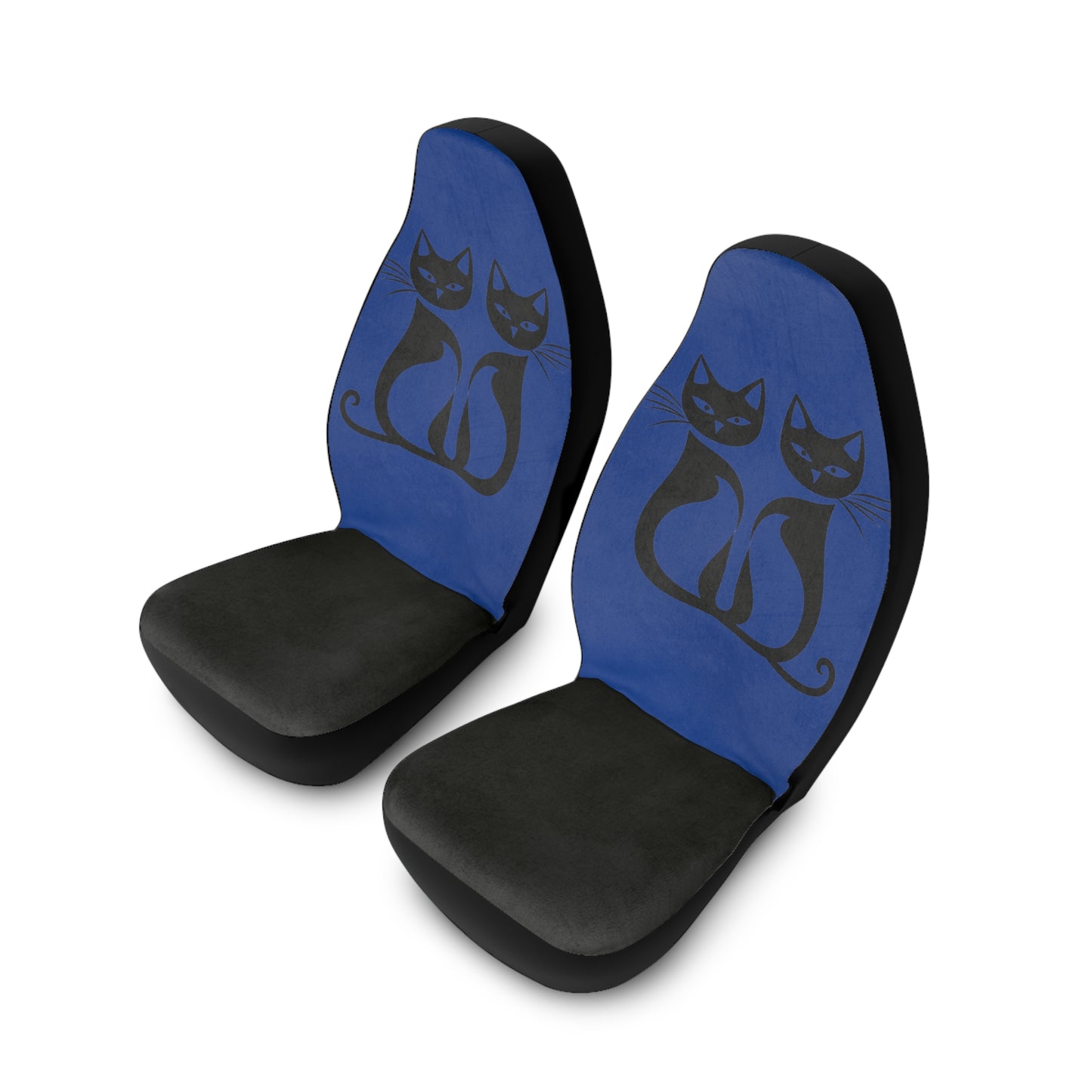 Black Cat Chic Car Seat Covers - Blue