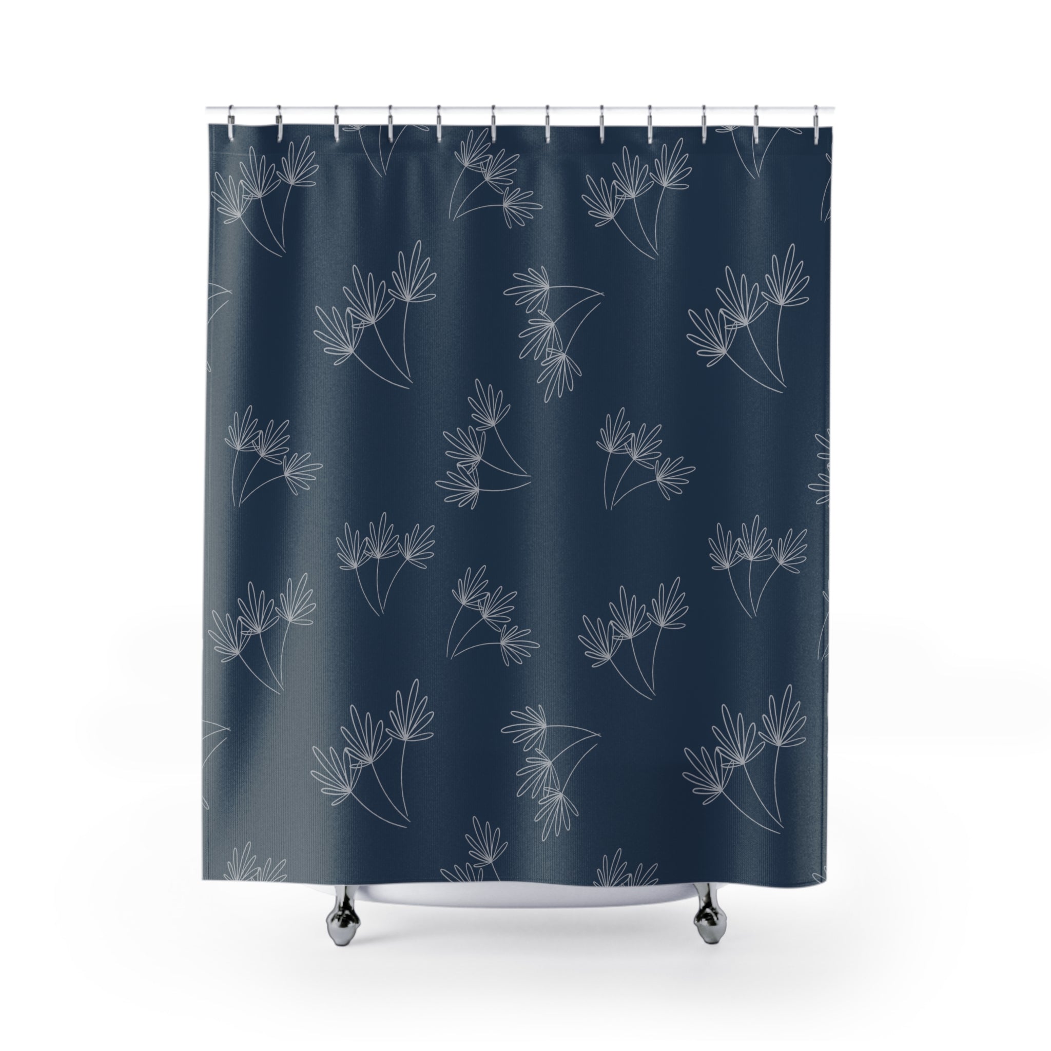 Leafy Whimsy Shower Curtain – Blue