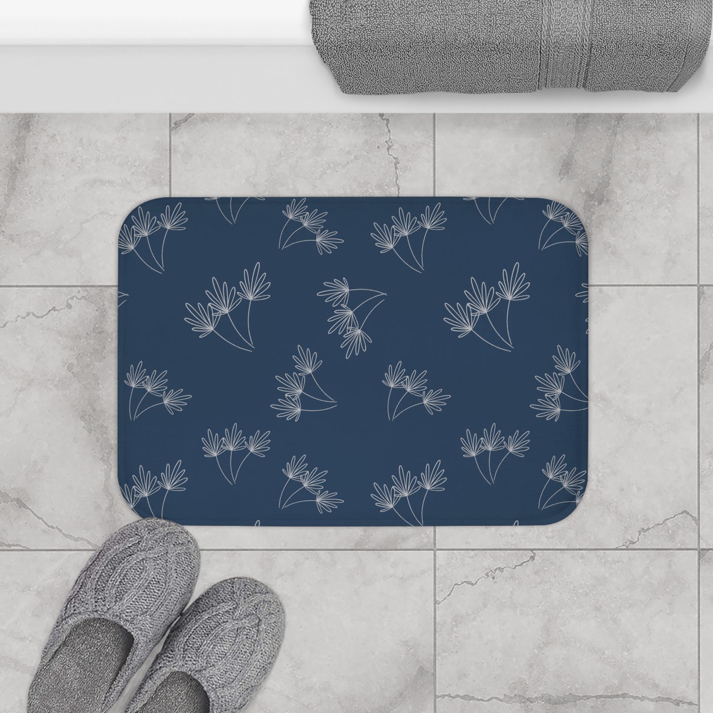 Leafy Whimsy Bath Mat - Blue