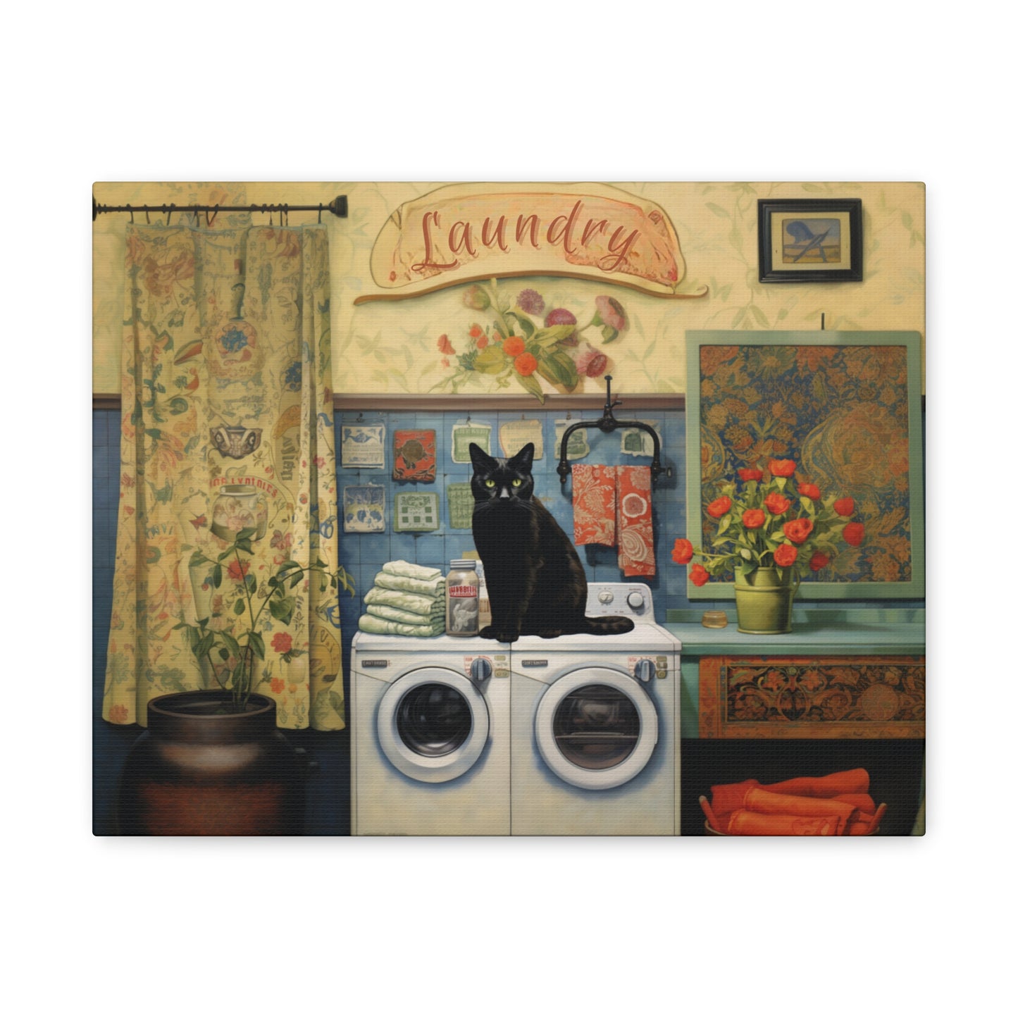 Black Cat Laundry Canvas