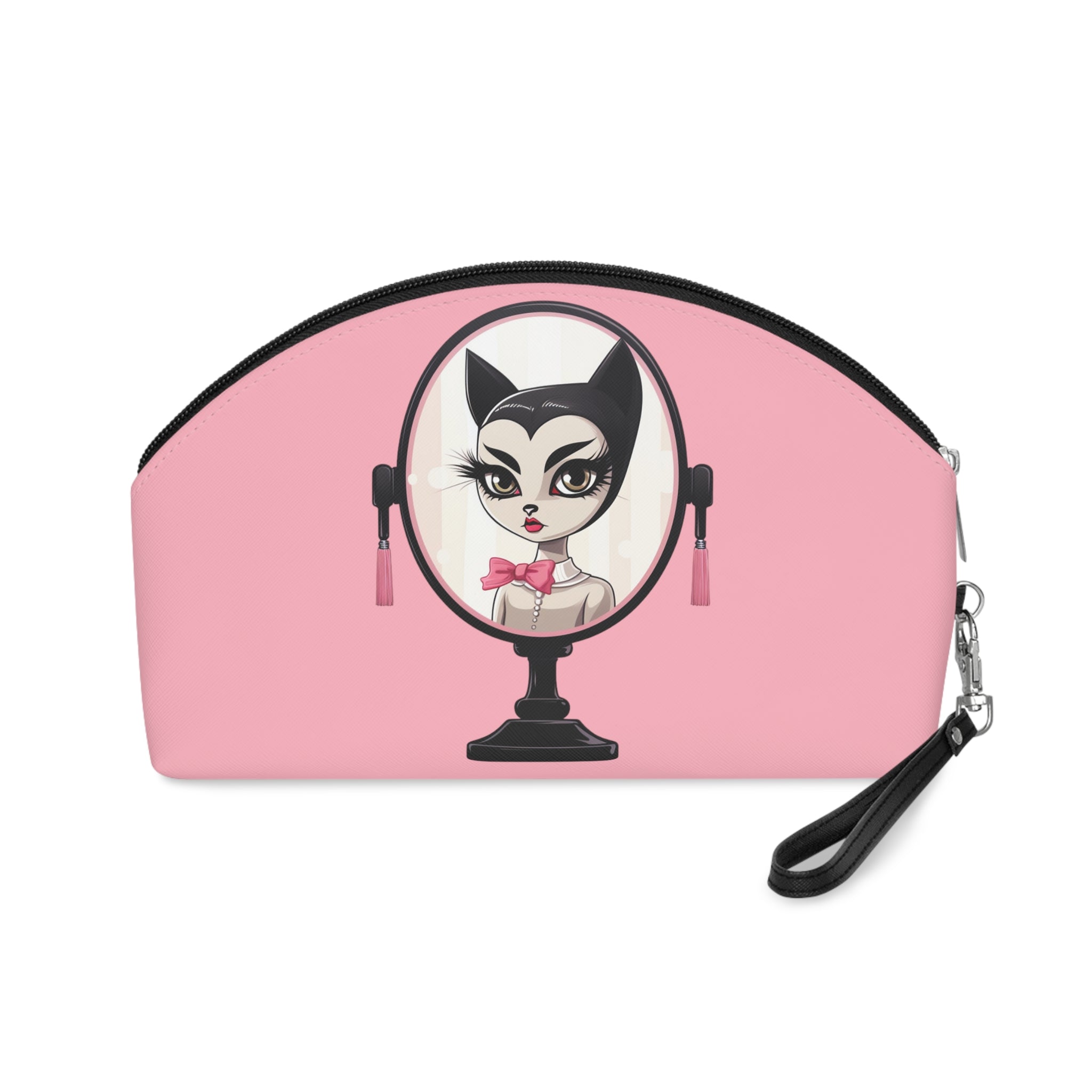 Sophisticated Cat Makeup Bag – Lady Cat with Pink Bow