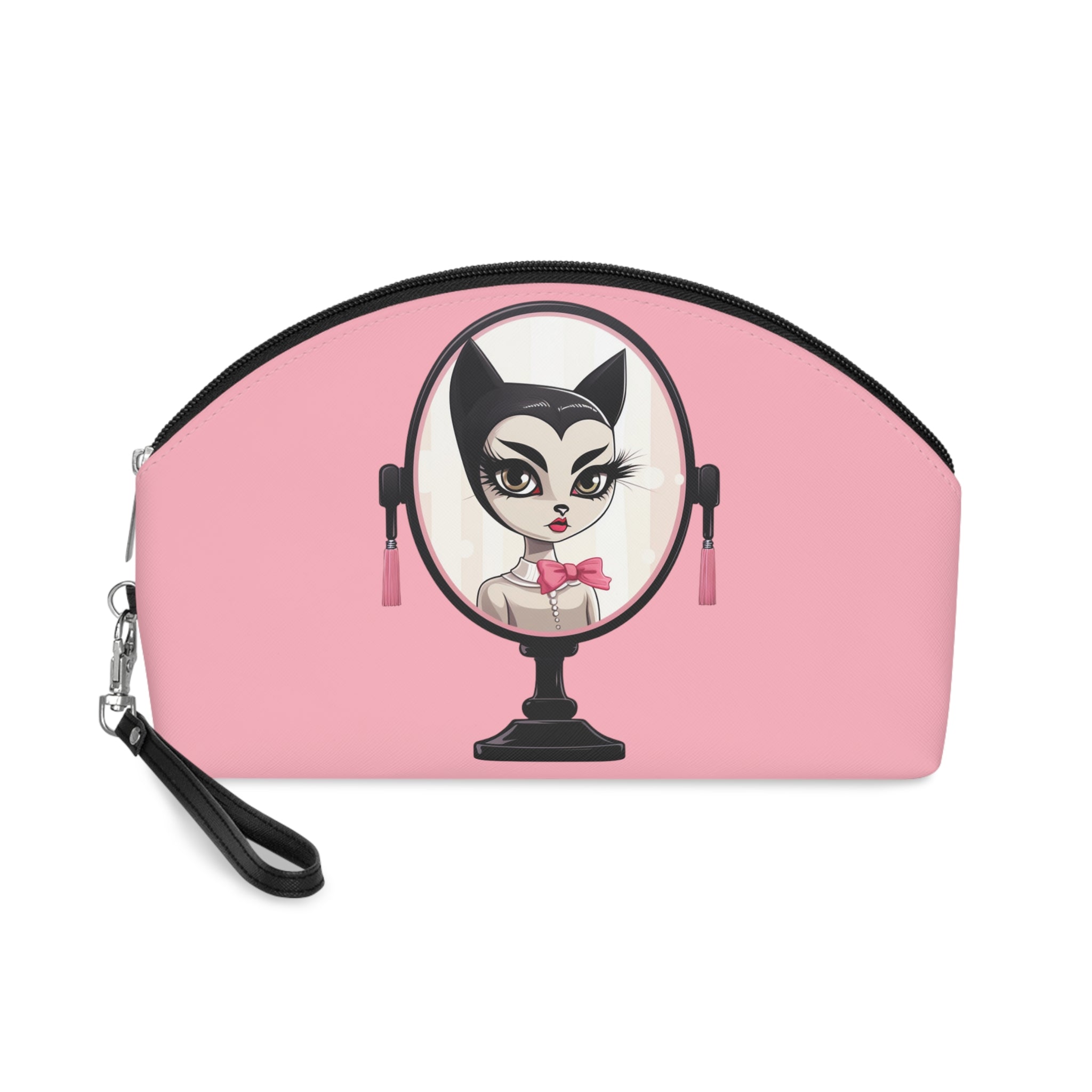 Sophisticated Cat Makeup Bag – Lady Cat with Pink Bow