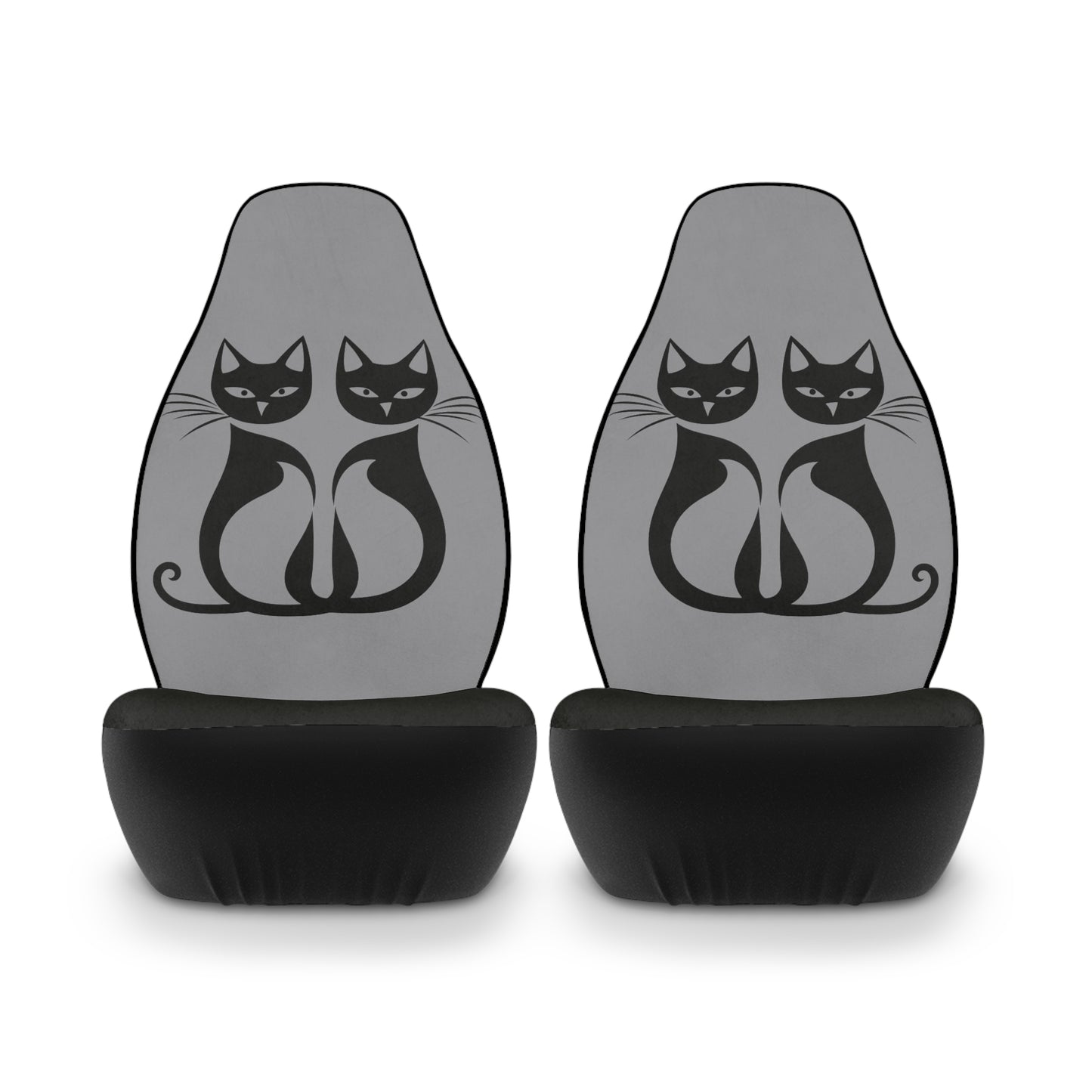 Black Cat Chic Car Seat Covers - Grey