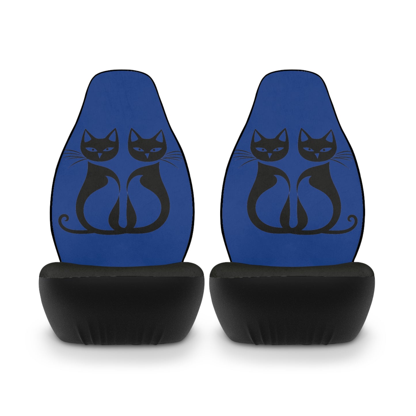 Black Cat Chic Car Seat Covers - Blue