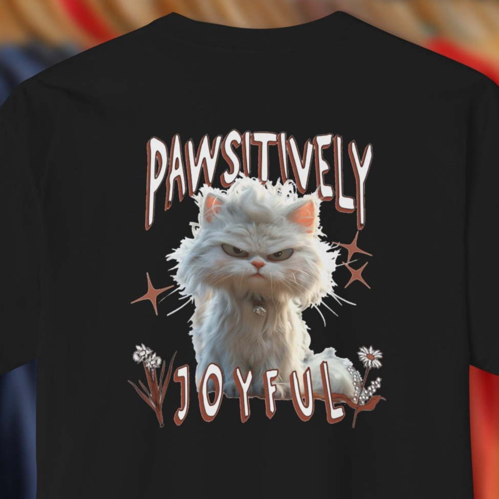 Pawsitively Joyful Furious Cat - Pocket T-Shirt