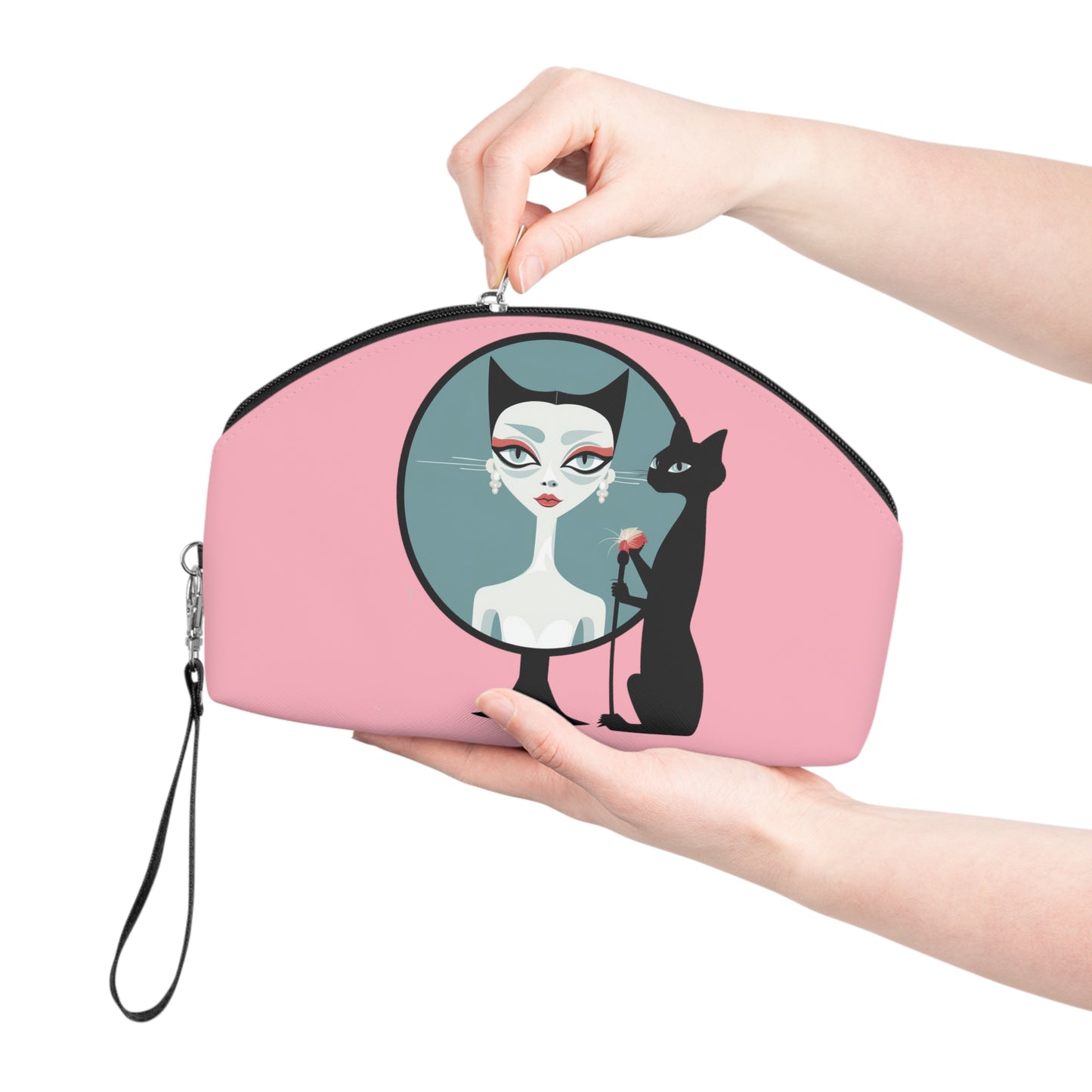 Sophisticated Cat Makeup Bag – Black Cat and Lovely Lady