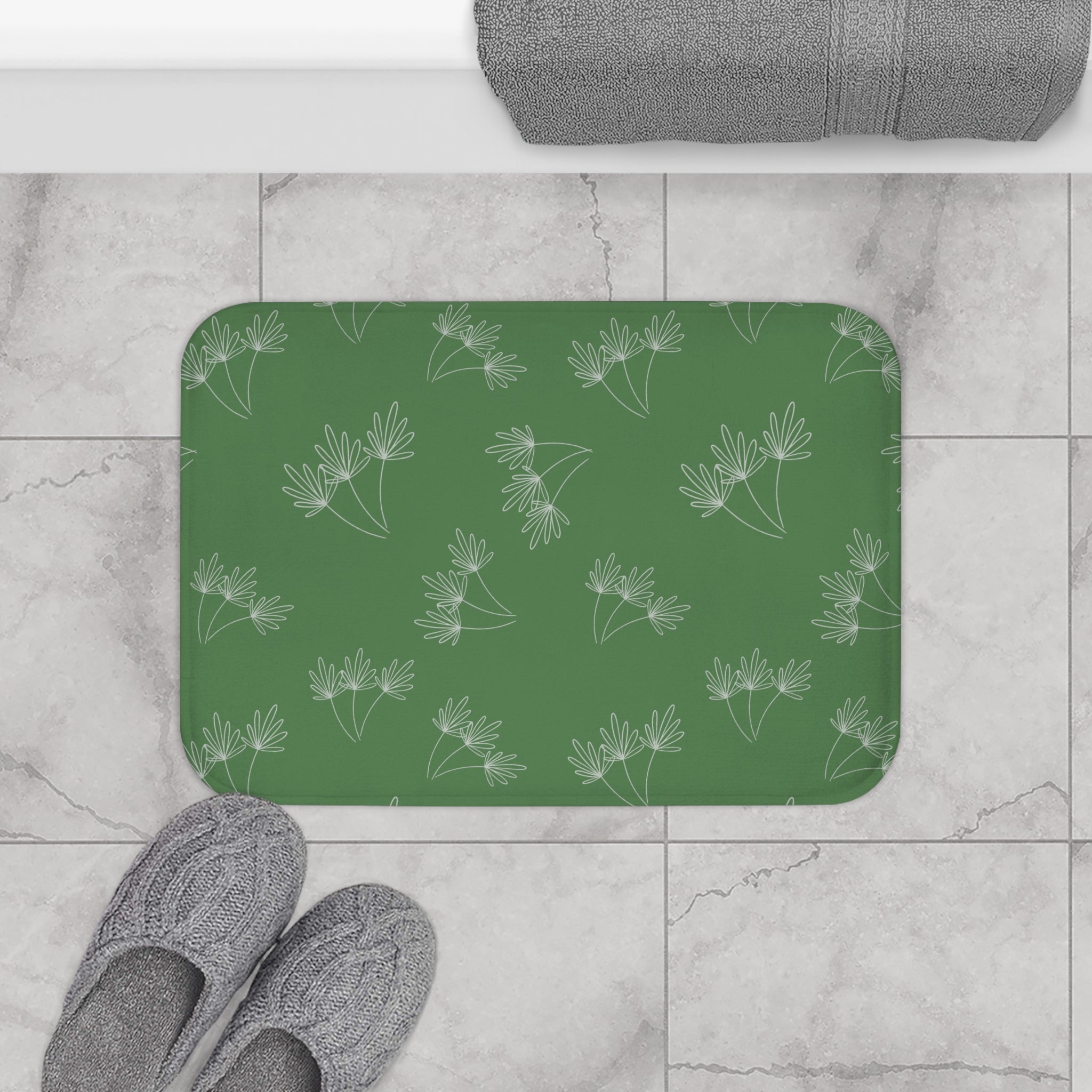 Leafy Whimsy Bath Mat – Green