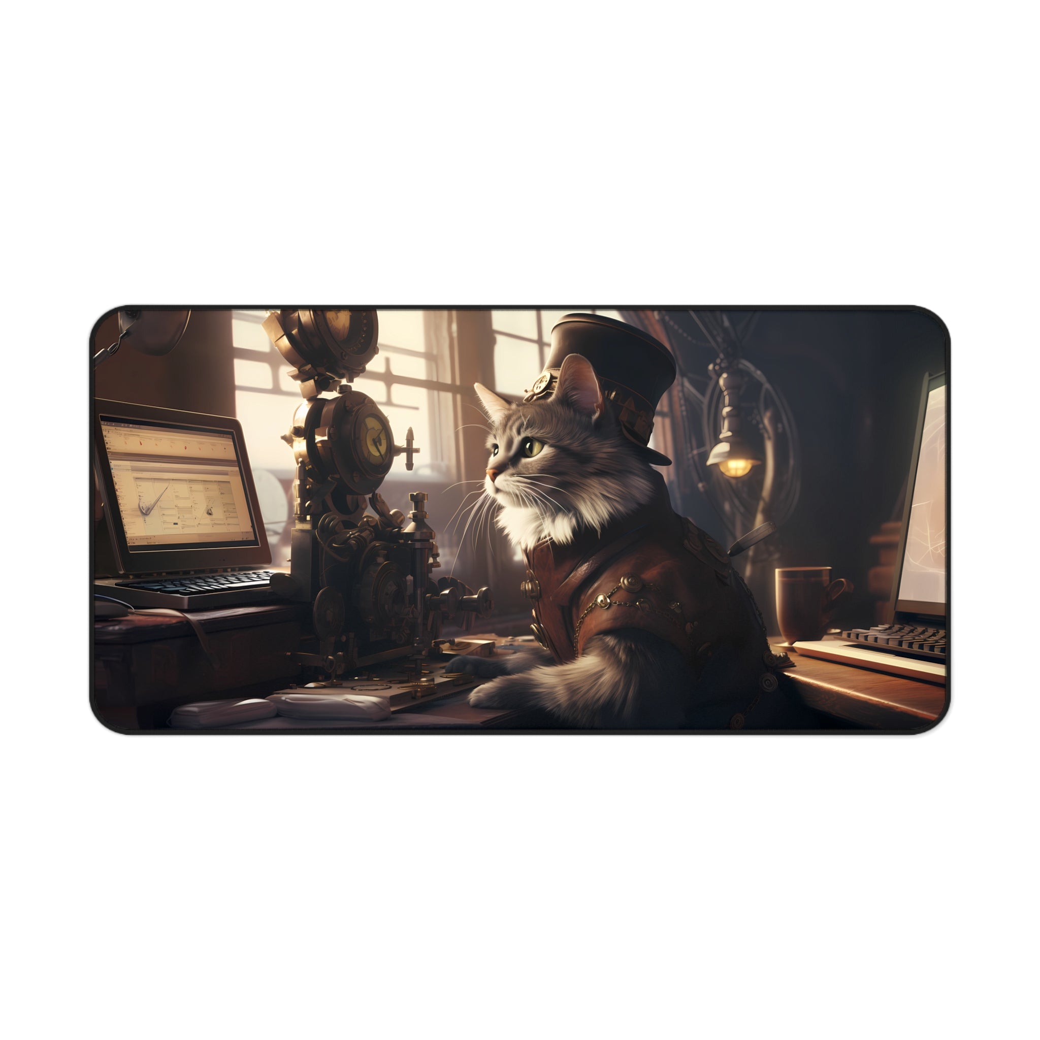 DieselPunk Cat in Top Hat Desk Mat