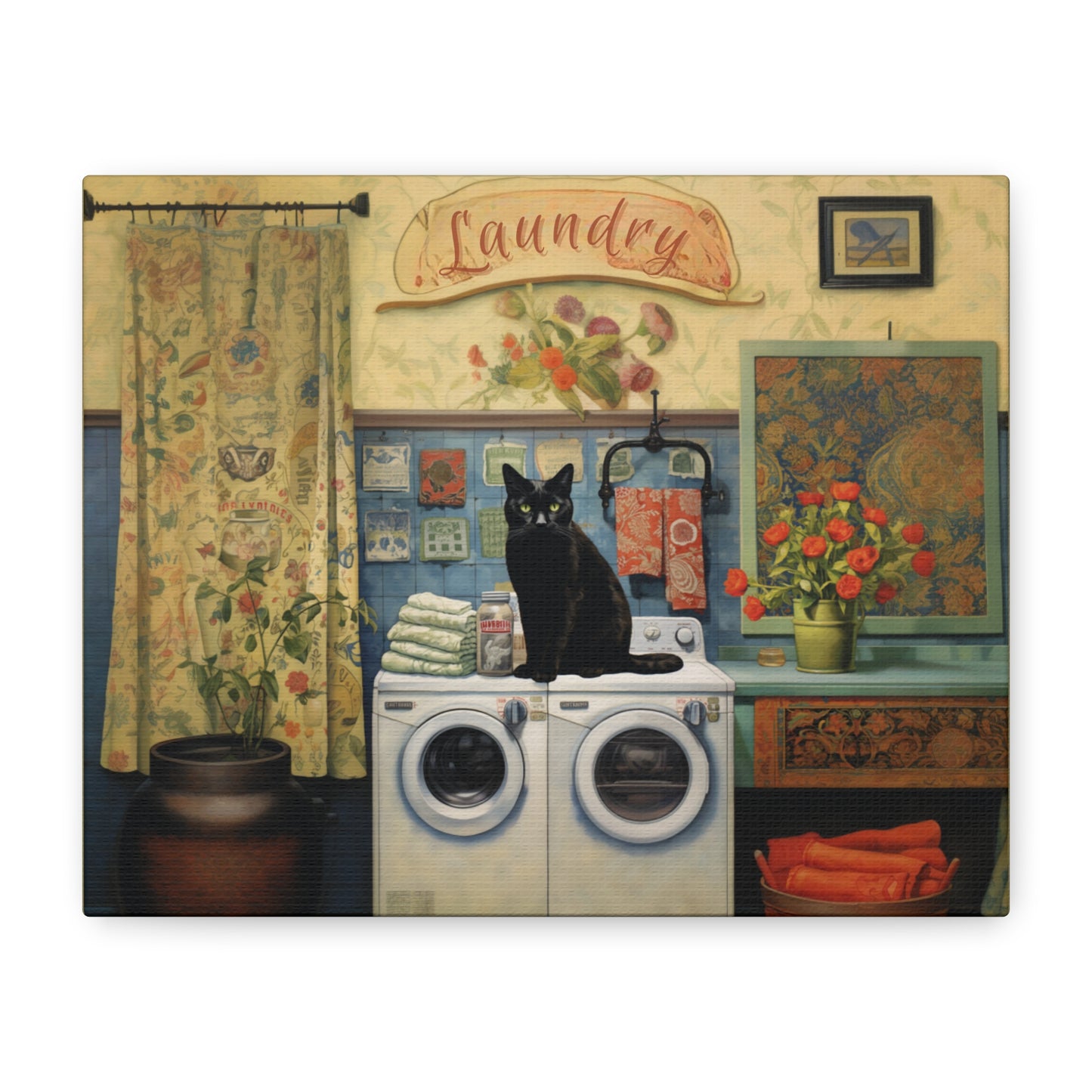 Black Cat Laundry Canvas