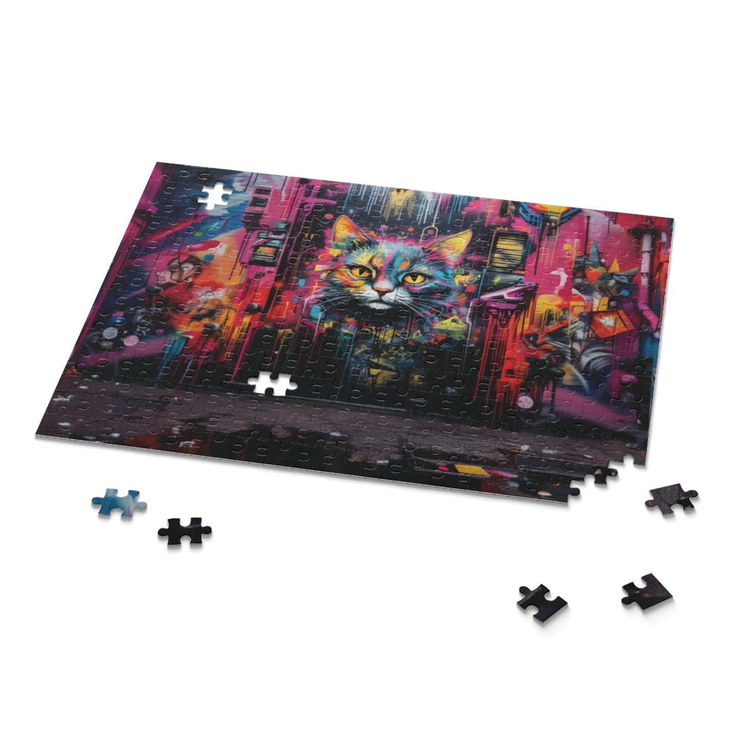 Psychedelic Graffiti Cat  - Puzzle (120, 252, 500-Piece)