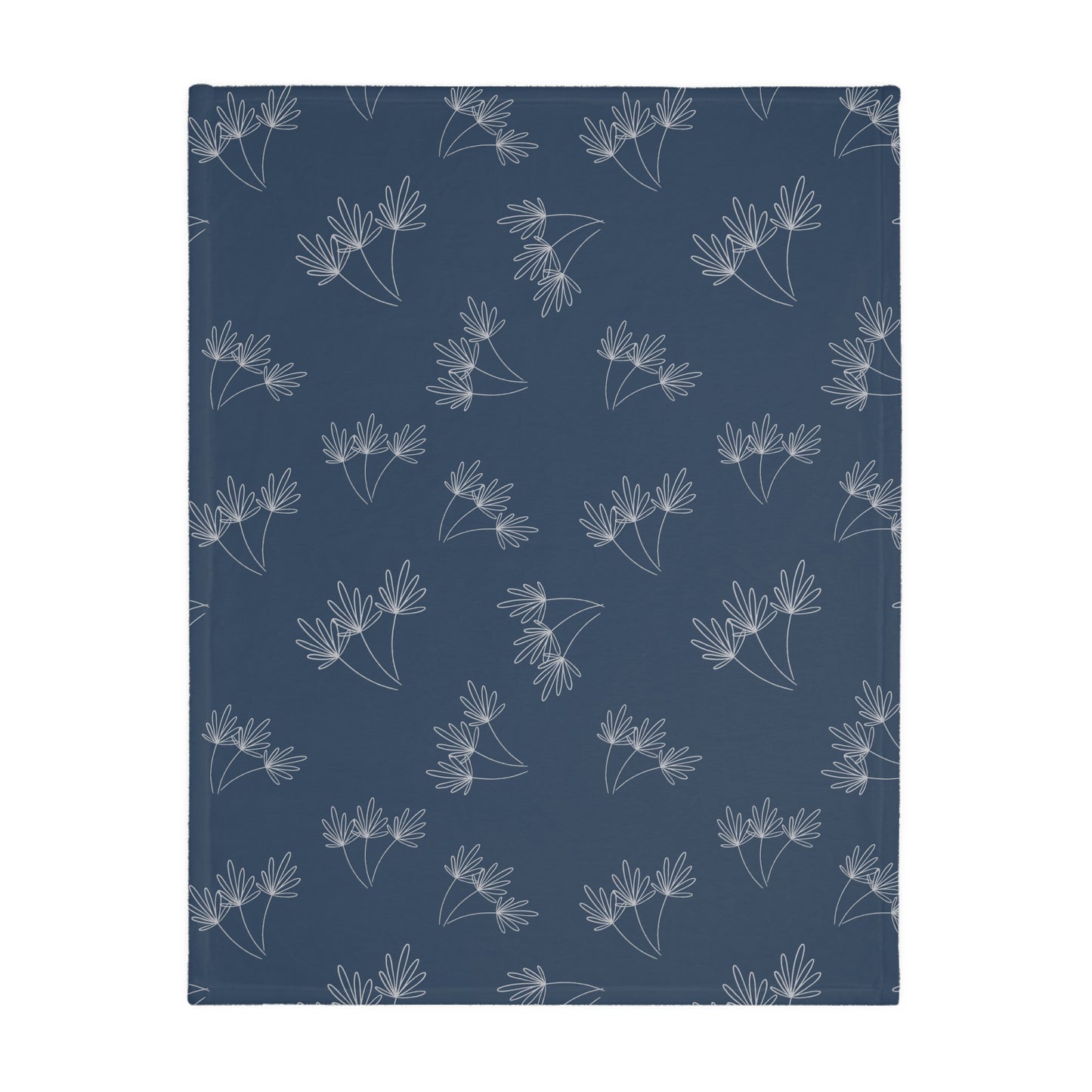 Cats and Flowers/Leafy Whimsy Blanket - Blue