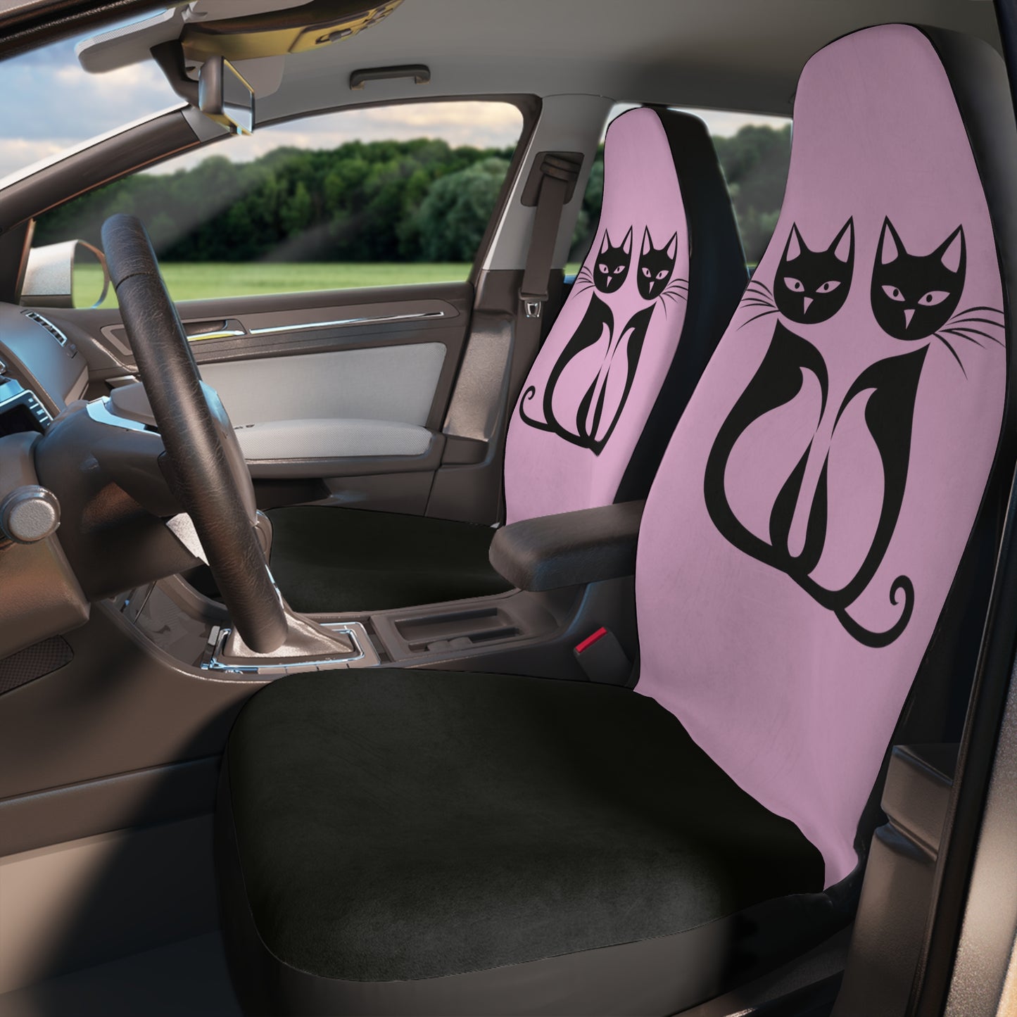 Black Cat Chic Car Seat Covers - Pink