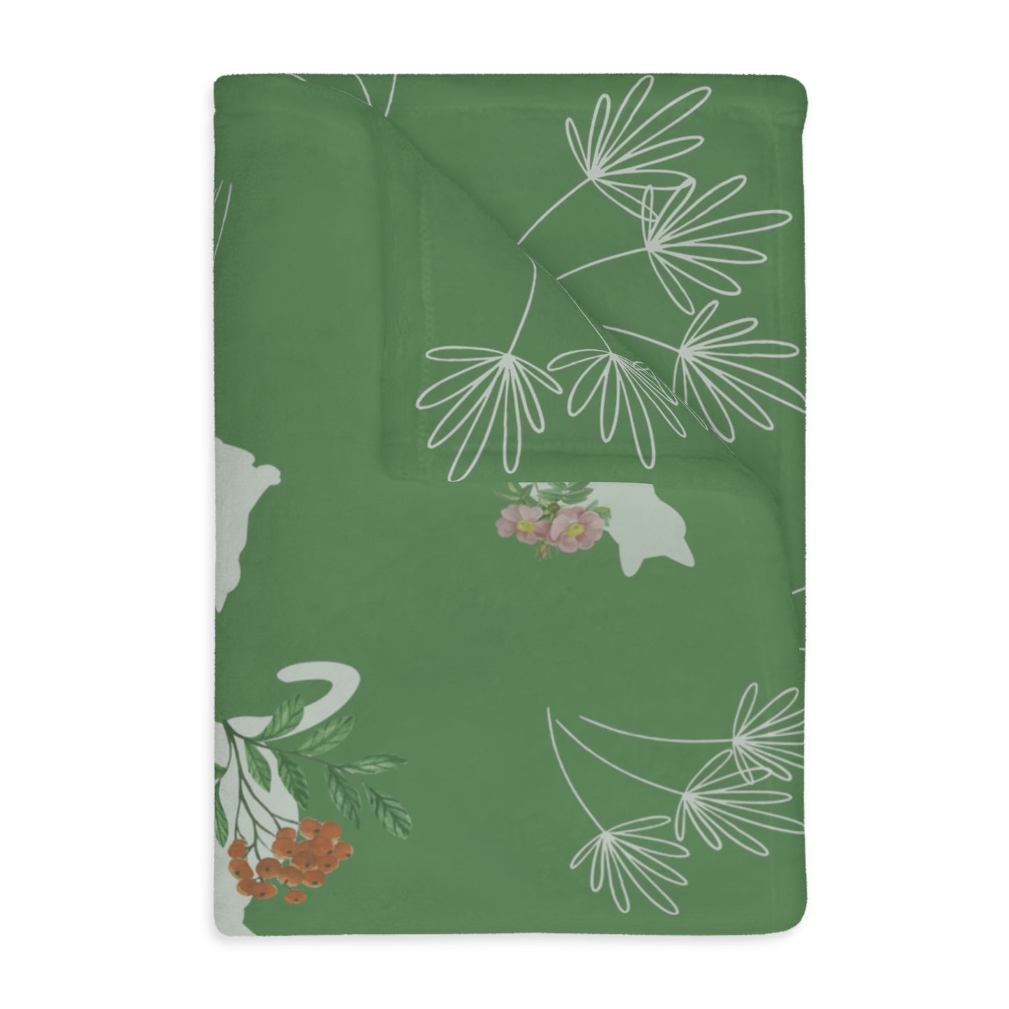 Cats and Flowers/Leafy Whimsy Blanket - Green