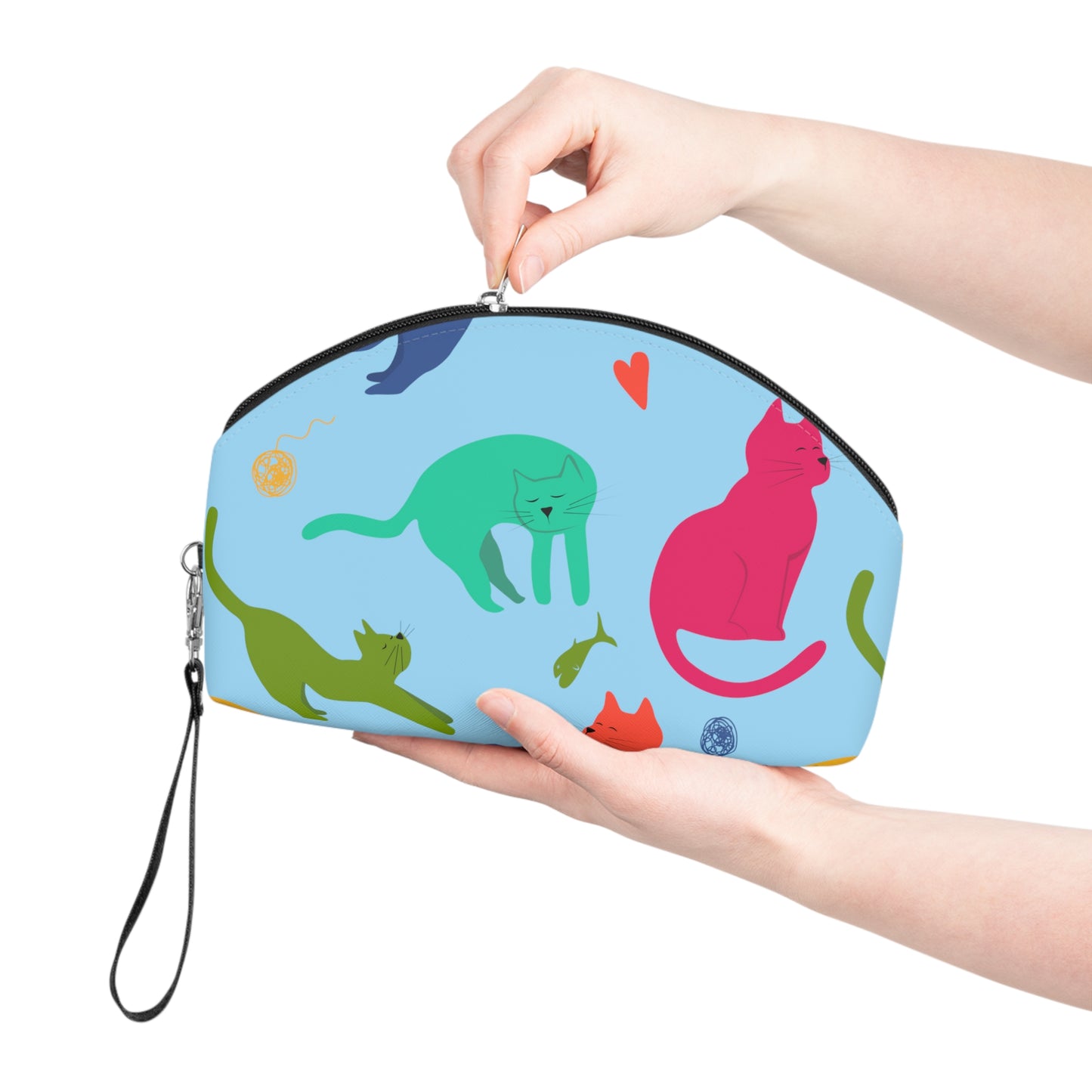 Vibrantly Colored Cats Makeup Bag – Turquoise