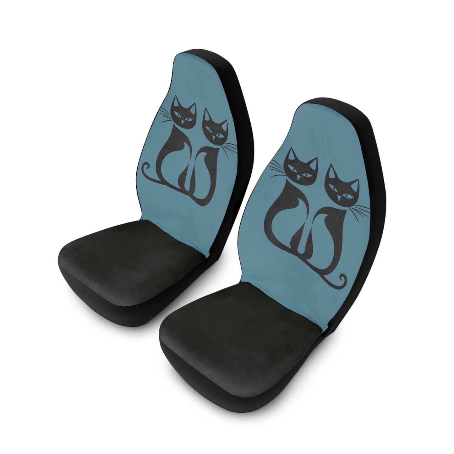 Black Cat Chic Car Seat Covers - Stormy Blue