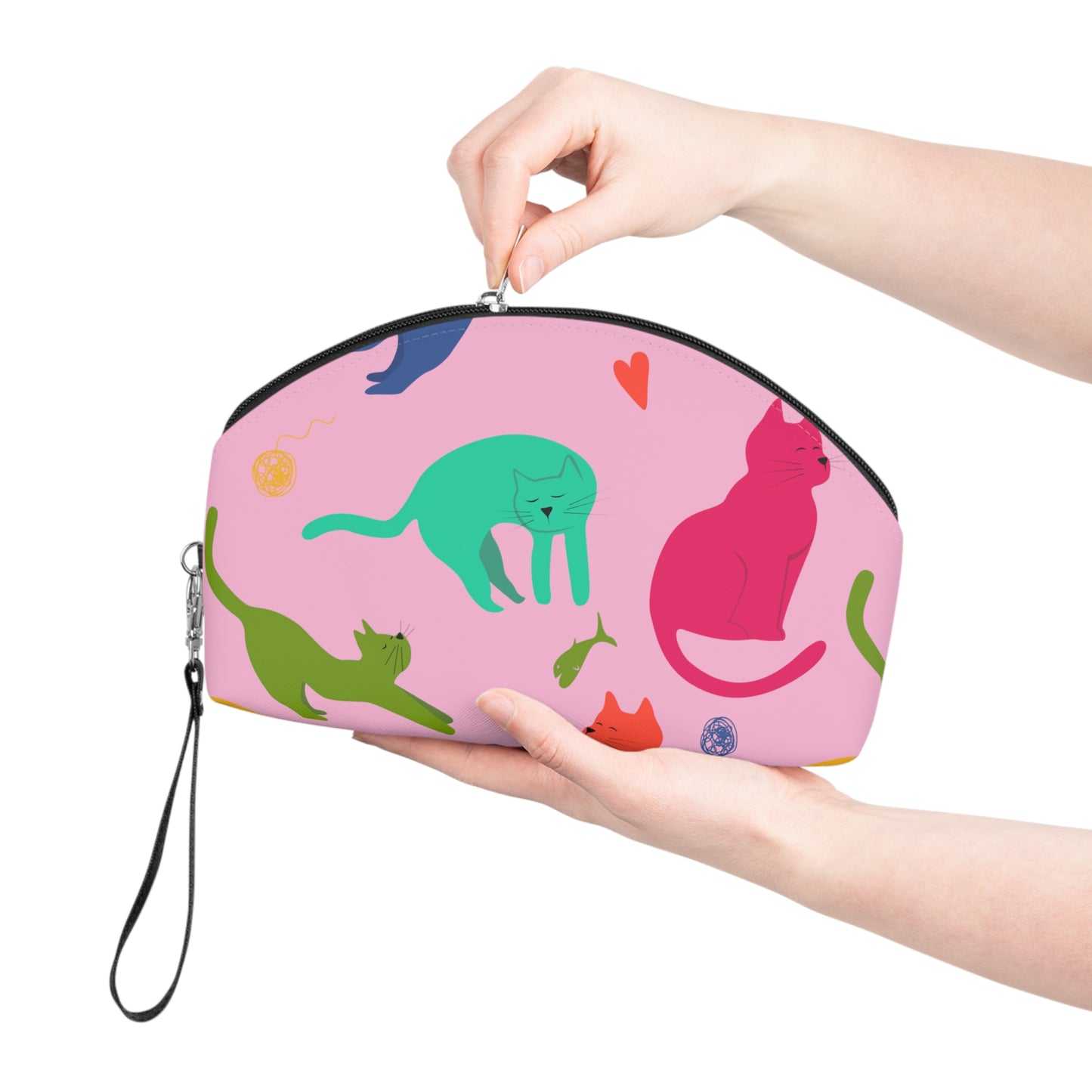 Vibrantly Colored Cats Makeup Bag – Pink