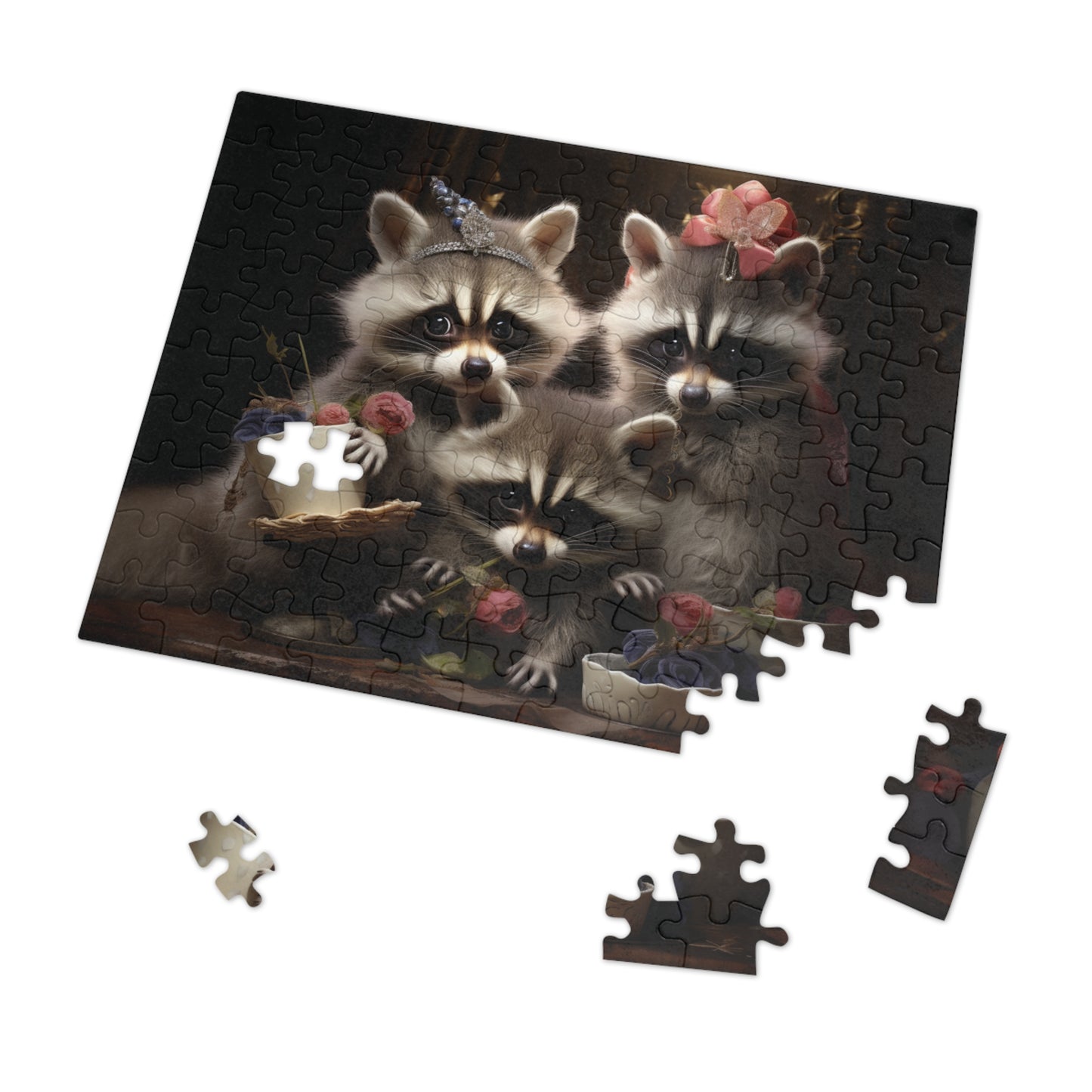 Three Raccoons at Tea - Children's Jigsaw Puzzle (30 or 110 Piece)