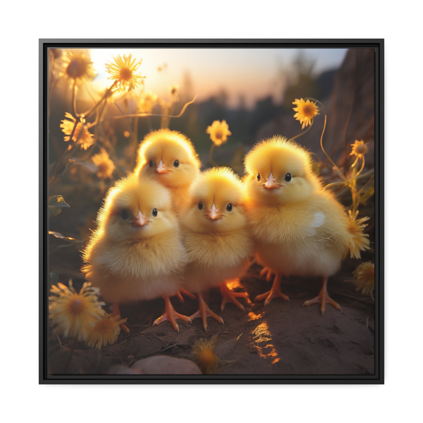 Baby Chicks Framed Wall Canvas