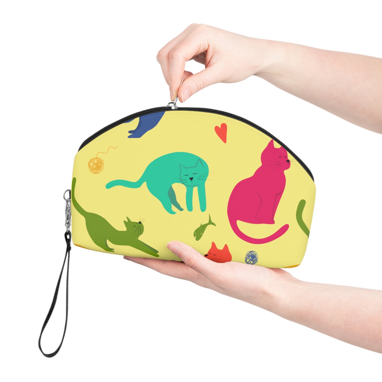 Vibrantly Colored Cats Makeup Bag – Yellow